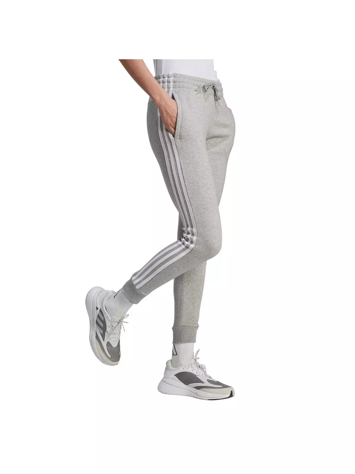 Women's Essentials 3-Stripes Fleece Pant - Grey - 5