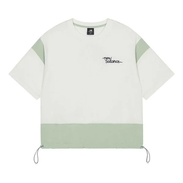새로운 균형 Colorblock 느슨한 둥근 목 Pullover 짧은 소매 백색 AWT13300-IV - 1