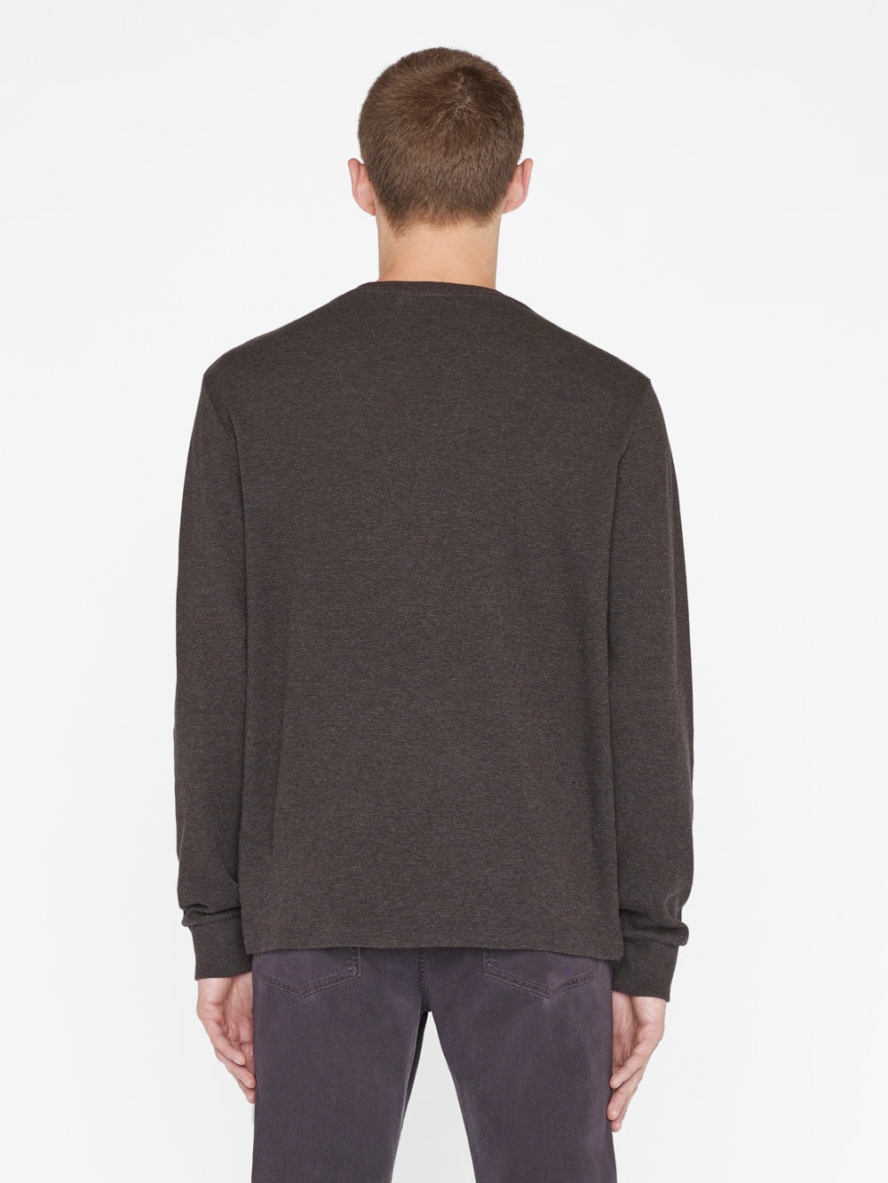 Duo Fold Long Sleeve Crew in Heather Espresso - 8