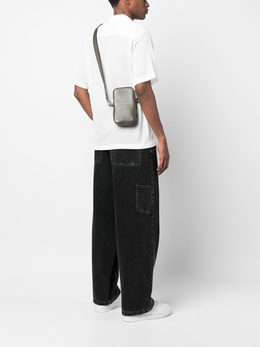 slogan-print leather bag - 2