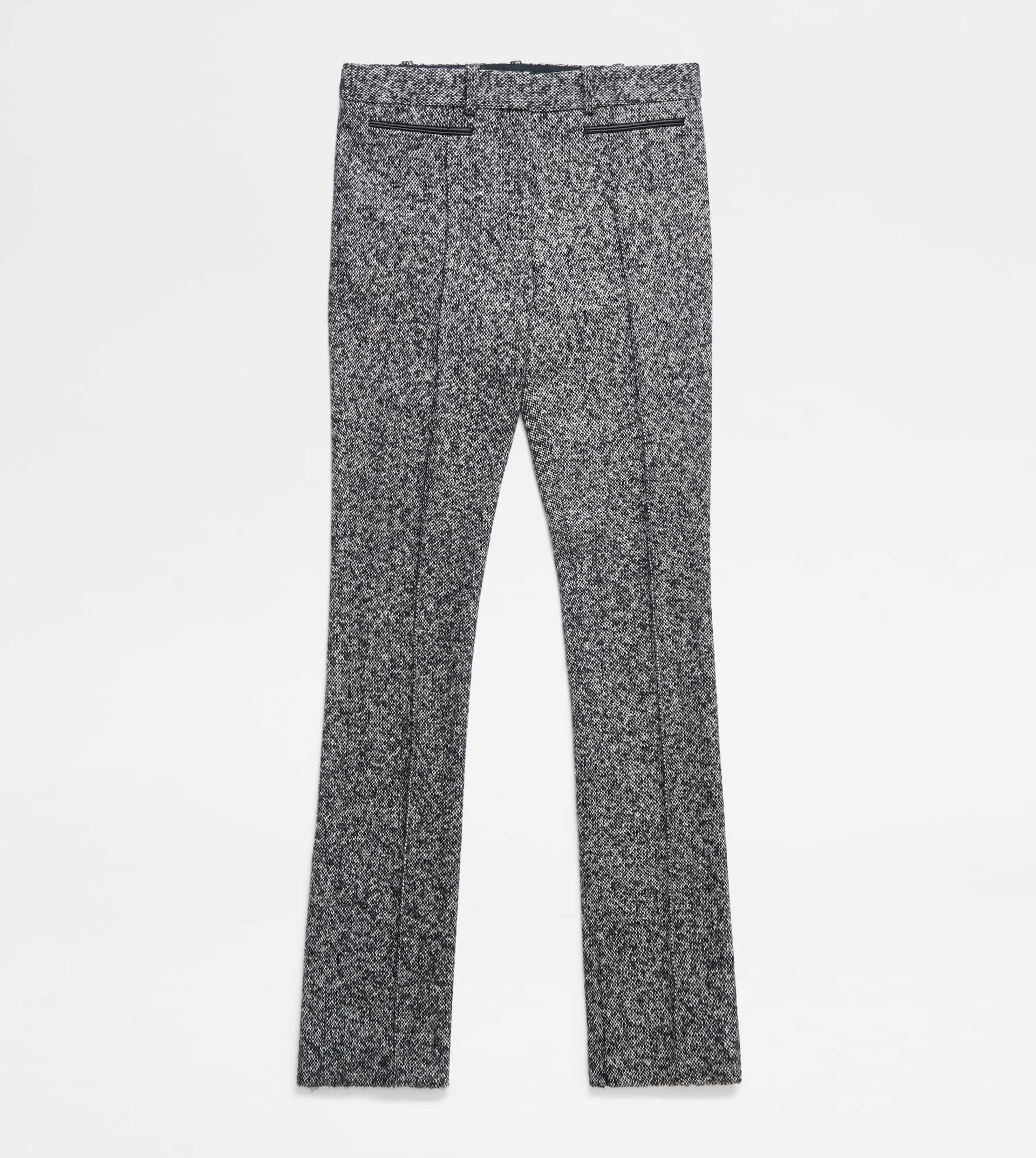 MIXED WOOL TROUSERS - WHITE, BLACK - 1