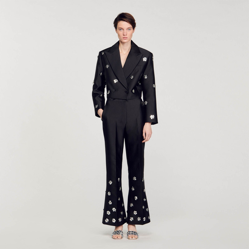 Sandro SATIN-LOOK SEQUIN TROUSERS outlook