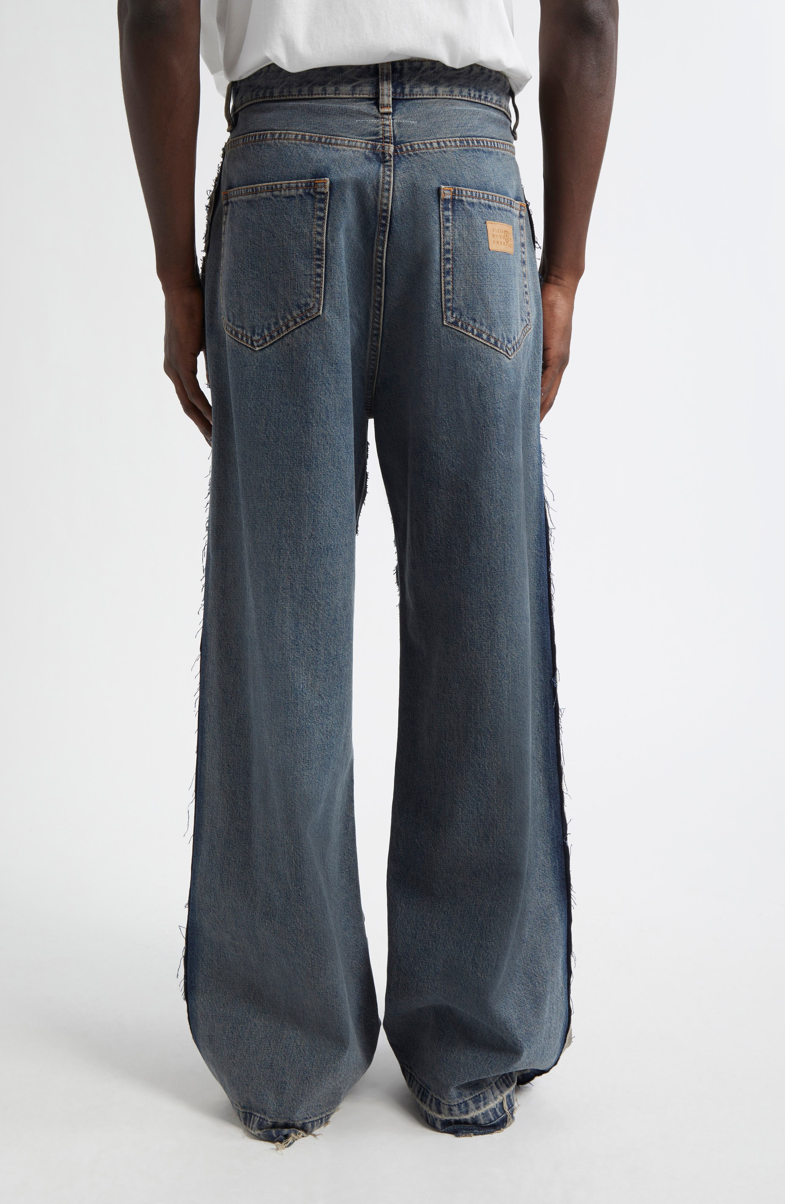 MM6 Maison Margiela Wide Leg Jeans in Light Grey at Nordstrom - 3