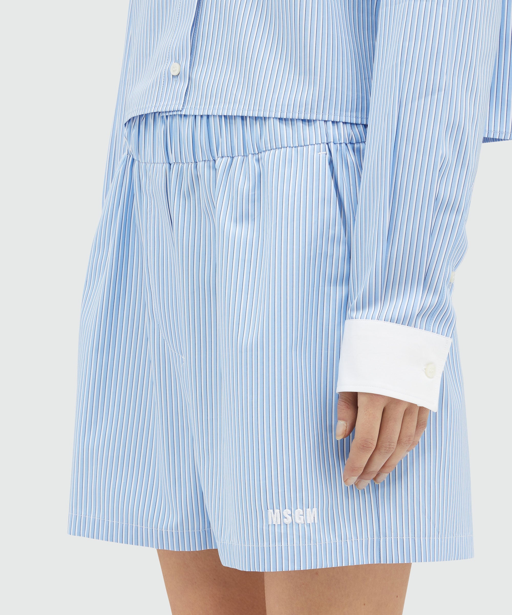 Striped poplin shorts - 5