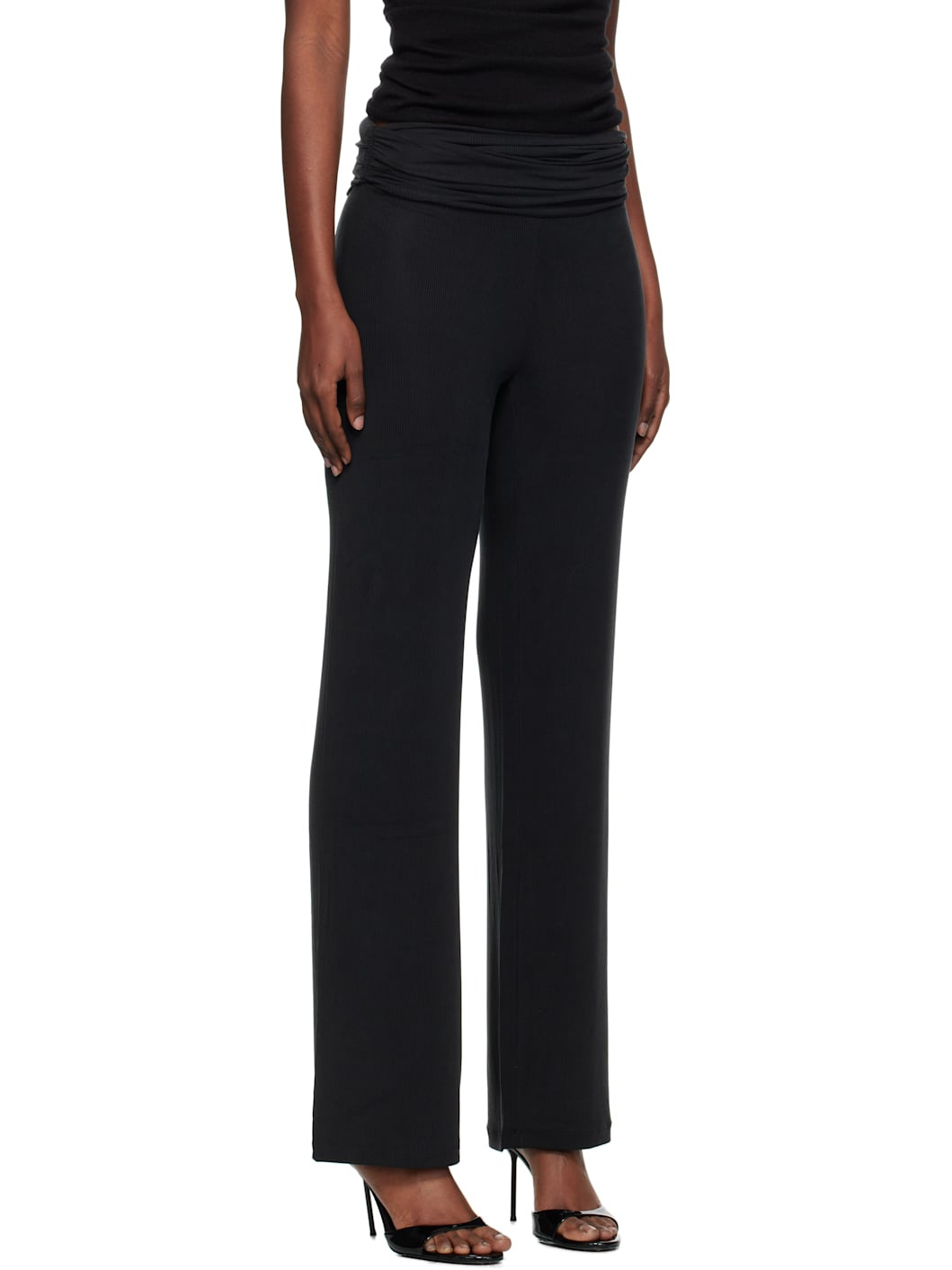 Black Ruched Fold Over Trousers - 2