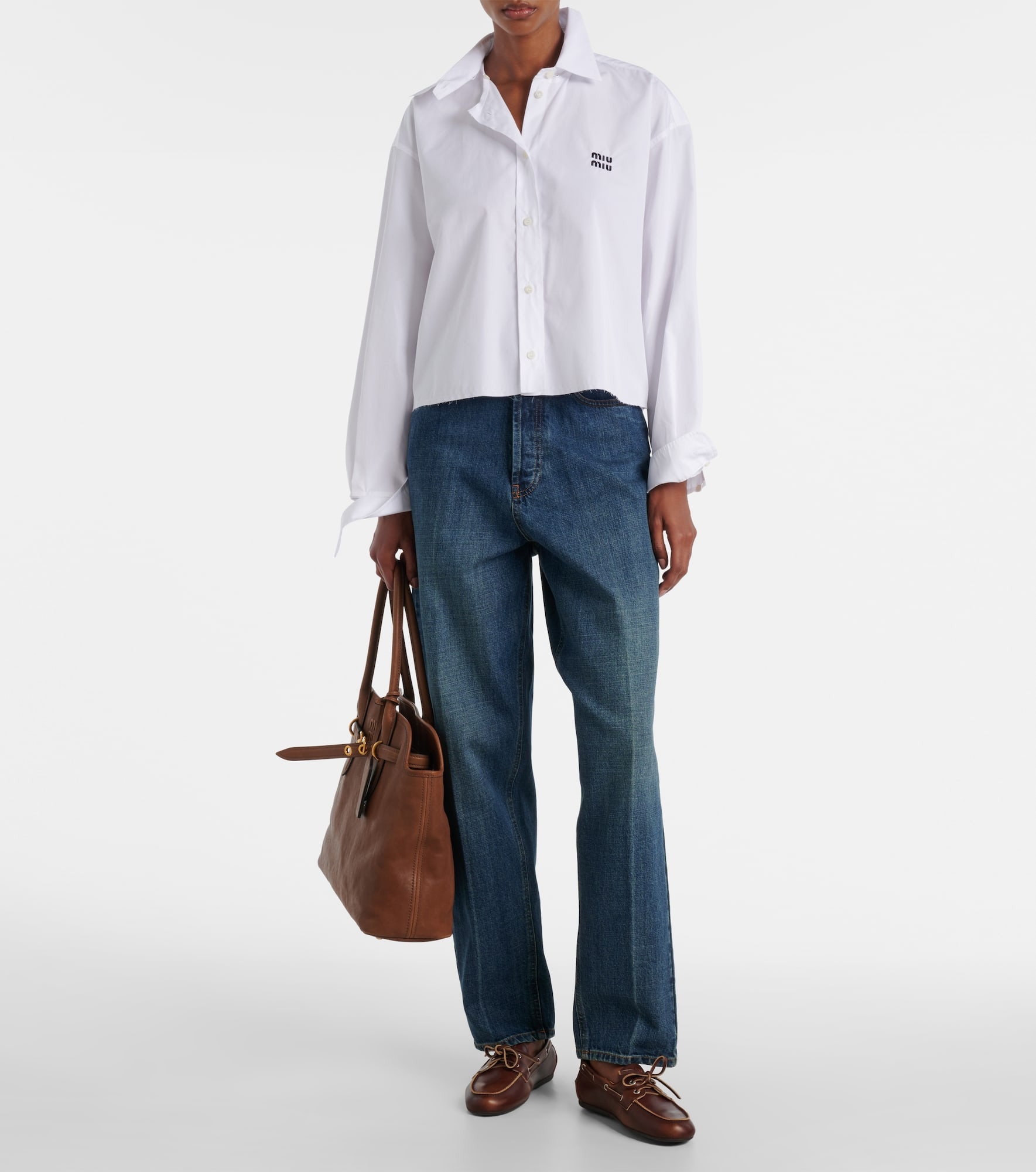 Cropped cotton poplin shirt - 2