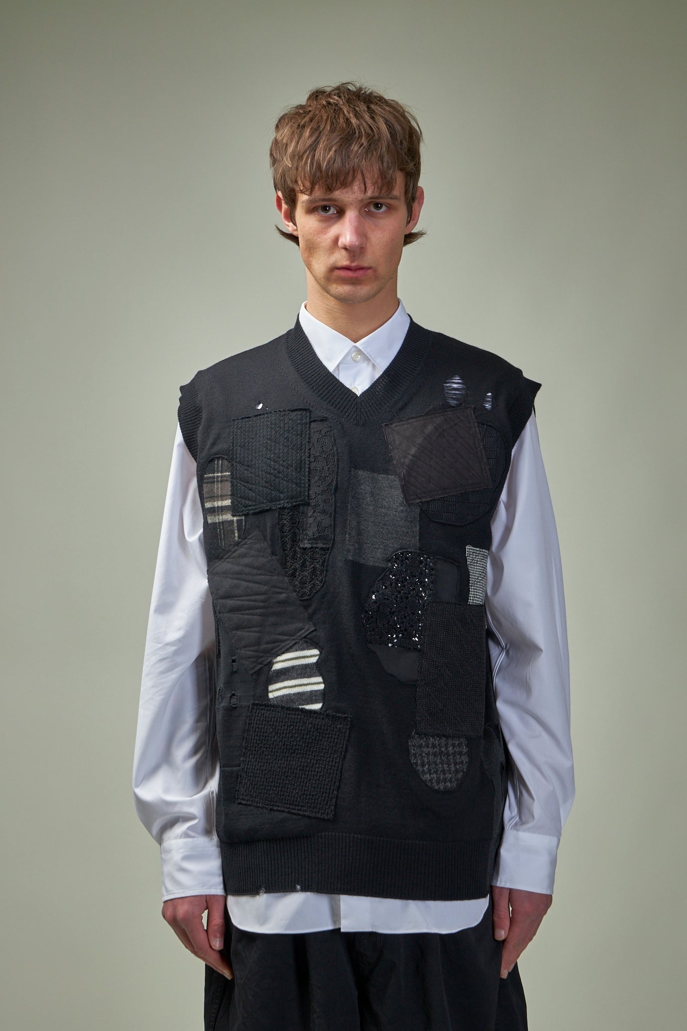 Mended Patchwork Wool Vest - 1