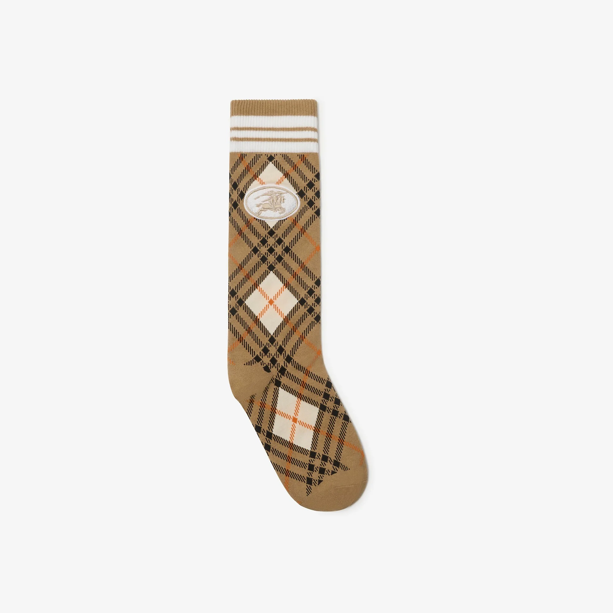 Argyle Check Stretch Cotton Blend Socks - 1