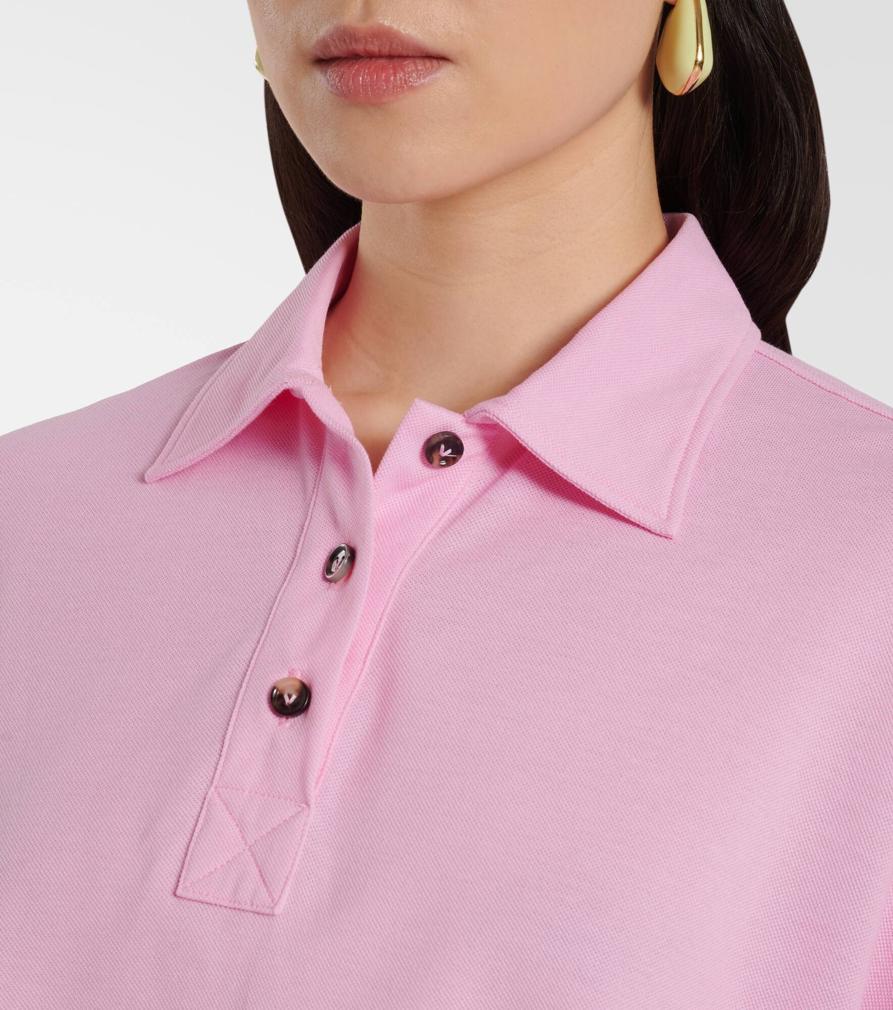 Cropped cotton polo shirt - 4