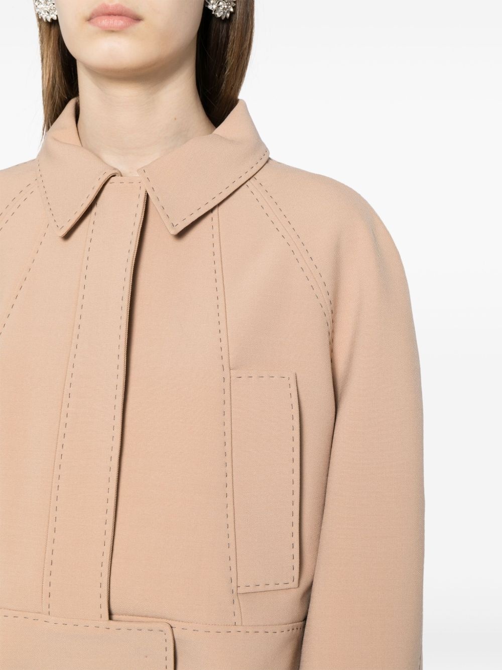 topstitch cropped jacket - 5