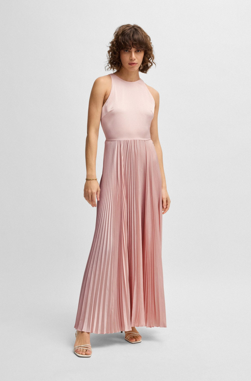 BOSS MAXI DRESS IN HAMMERED SATIN WITH PLISSÉ SKIRT outlook