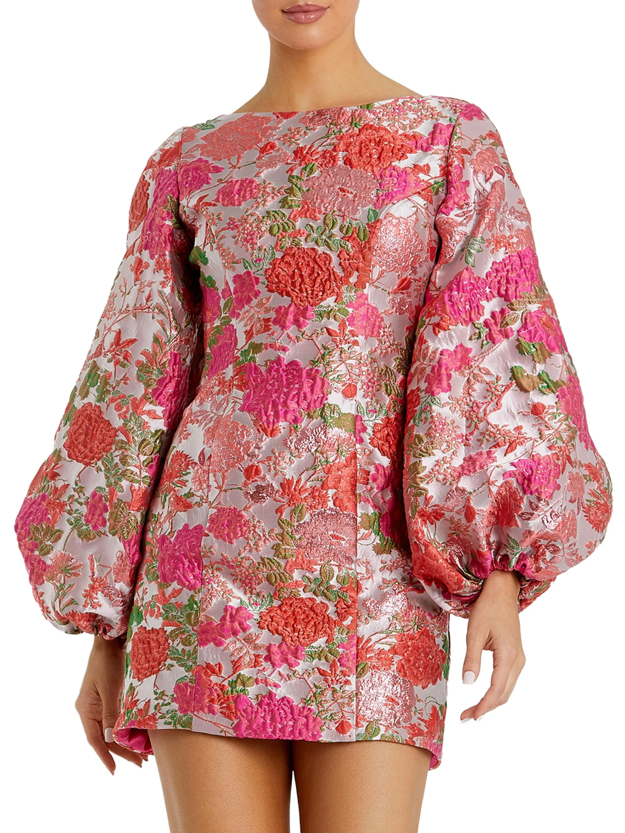 Women's Ieena 2 Brocade Balloon-Sleeve Minidress - Pink Multi - 1