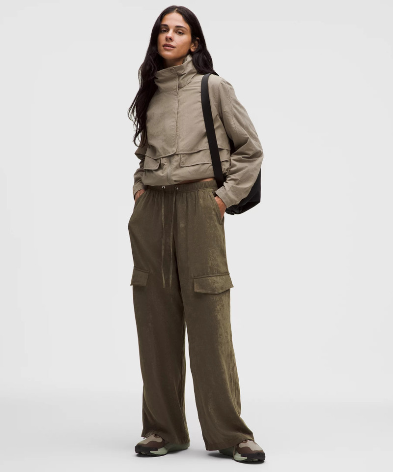 Matte Satin Relaxed-Fit Mid-Rise Cargo Pant 1