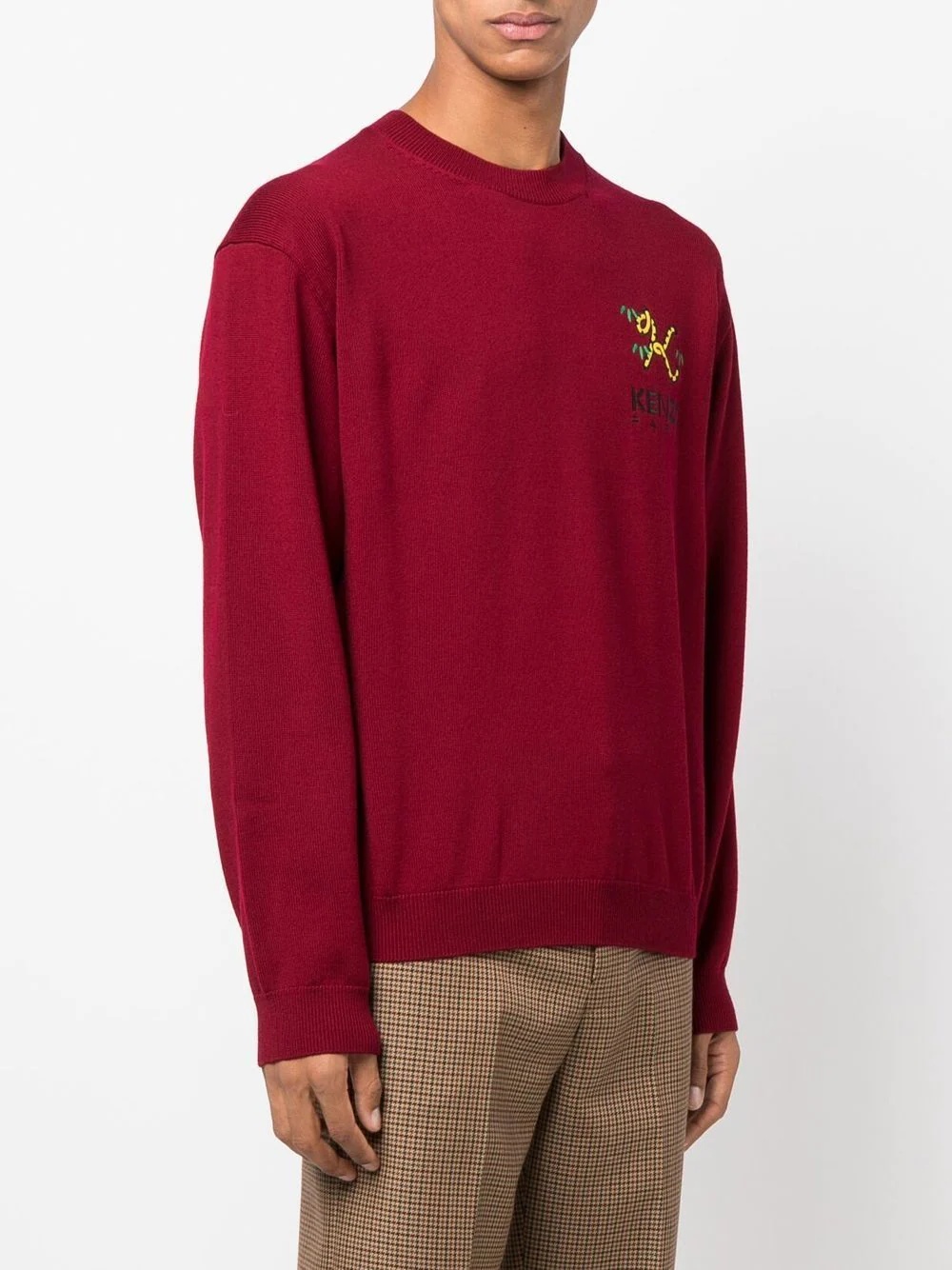 logo-embroidered wool jumper - 3