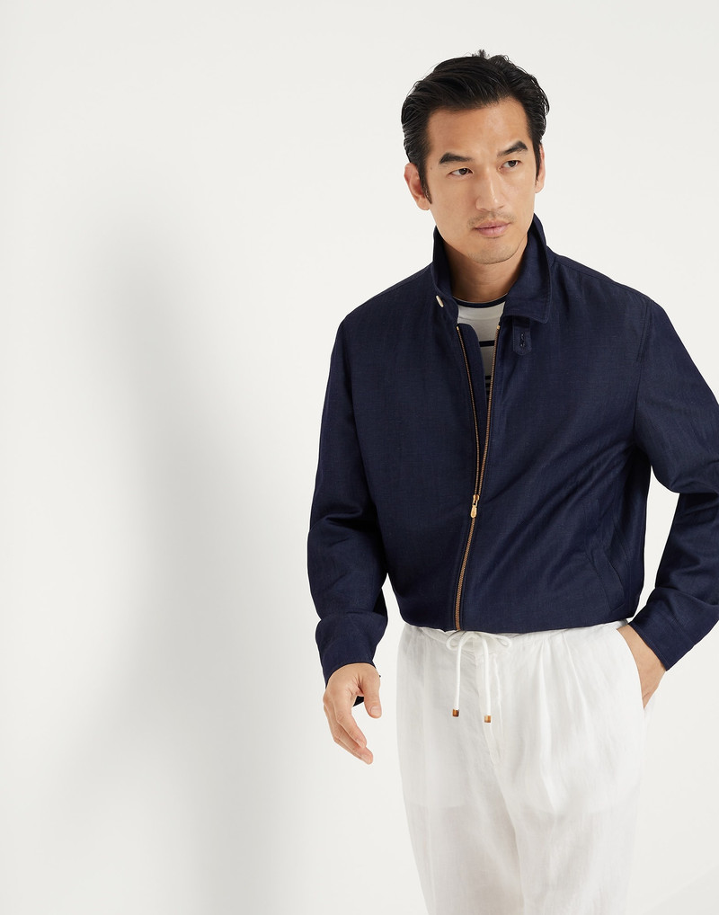 Wool and linen denim-effect twill outerwear jacket 4