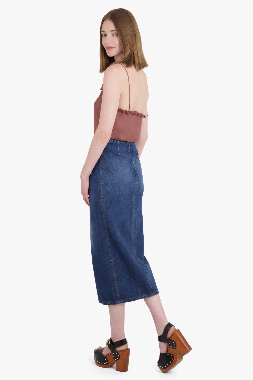 SLIT DETAIL DENIM MAXI SKIRT | NIGHT BLUE - 3