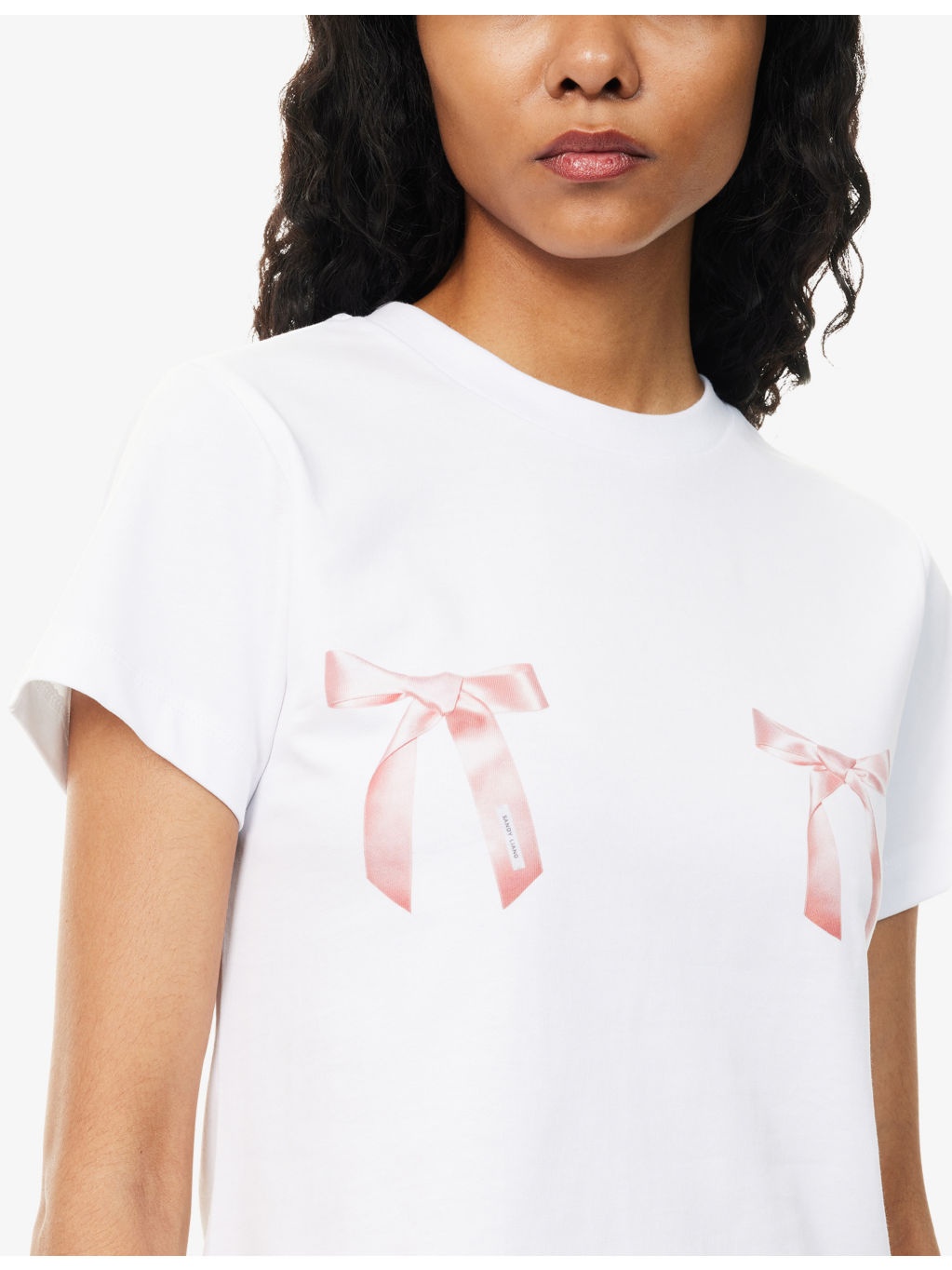 Bow-Print Cropped Cotton T-Shirt - 5