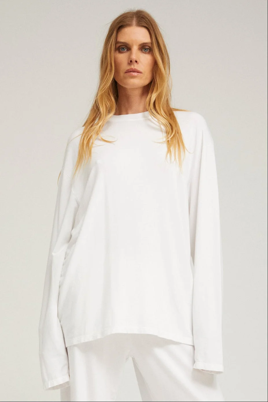 VISCOSE FRENCH TERRY LONG SLEEVE OVERSIZED TEE - 1