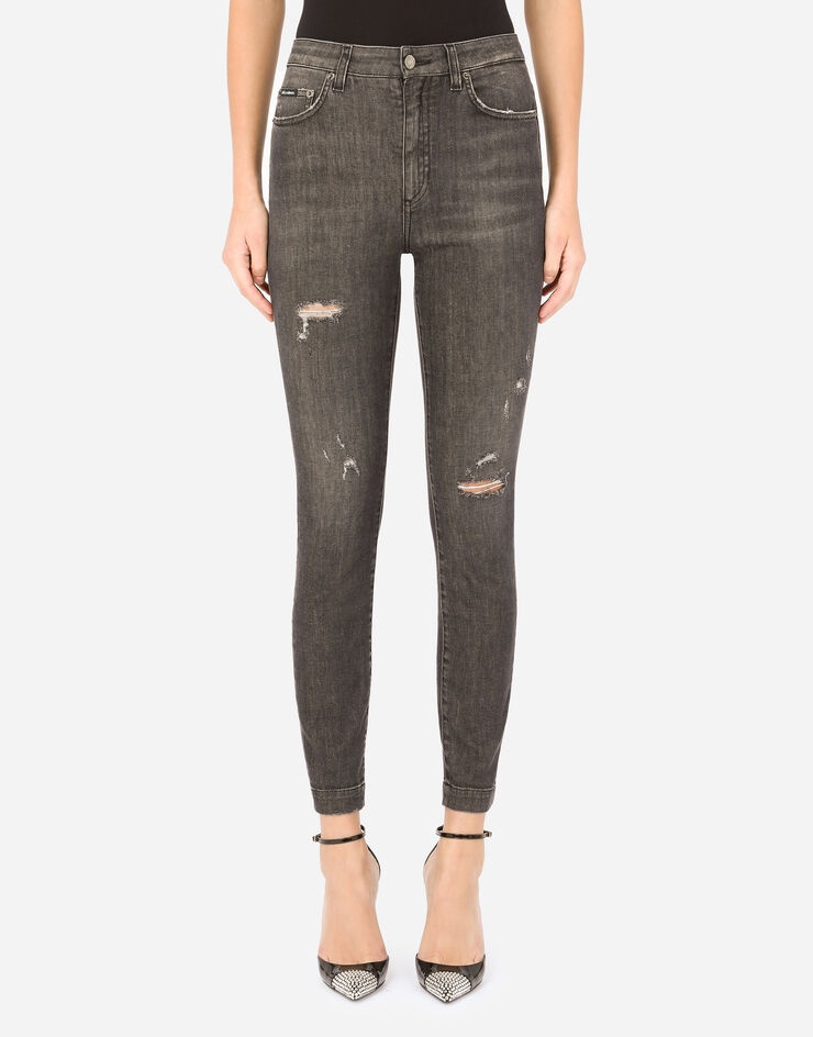 Deep blue denim Audrey jeans with ripped details - 1