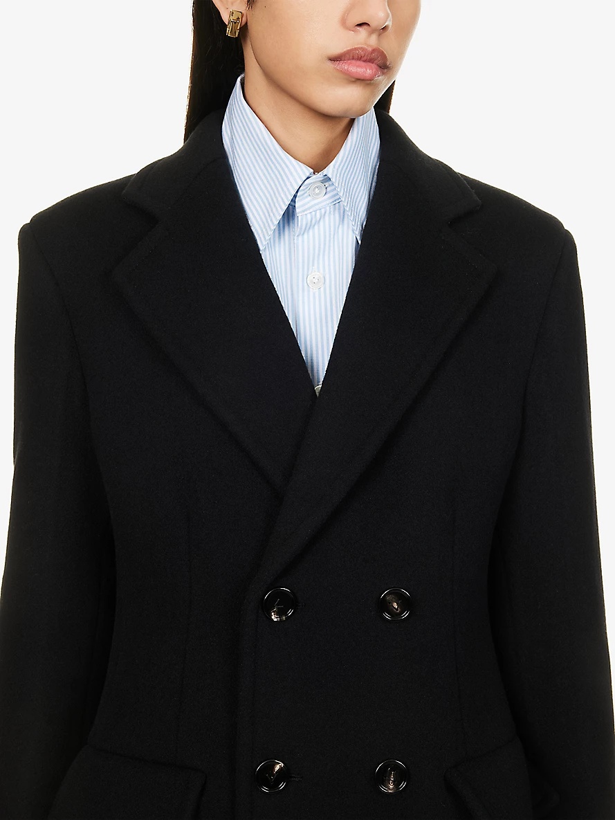 Double-breasted wool and cashmere-blend coat - 5