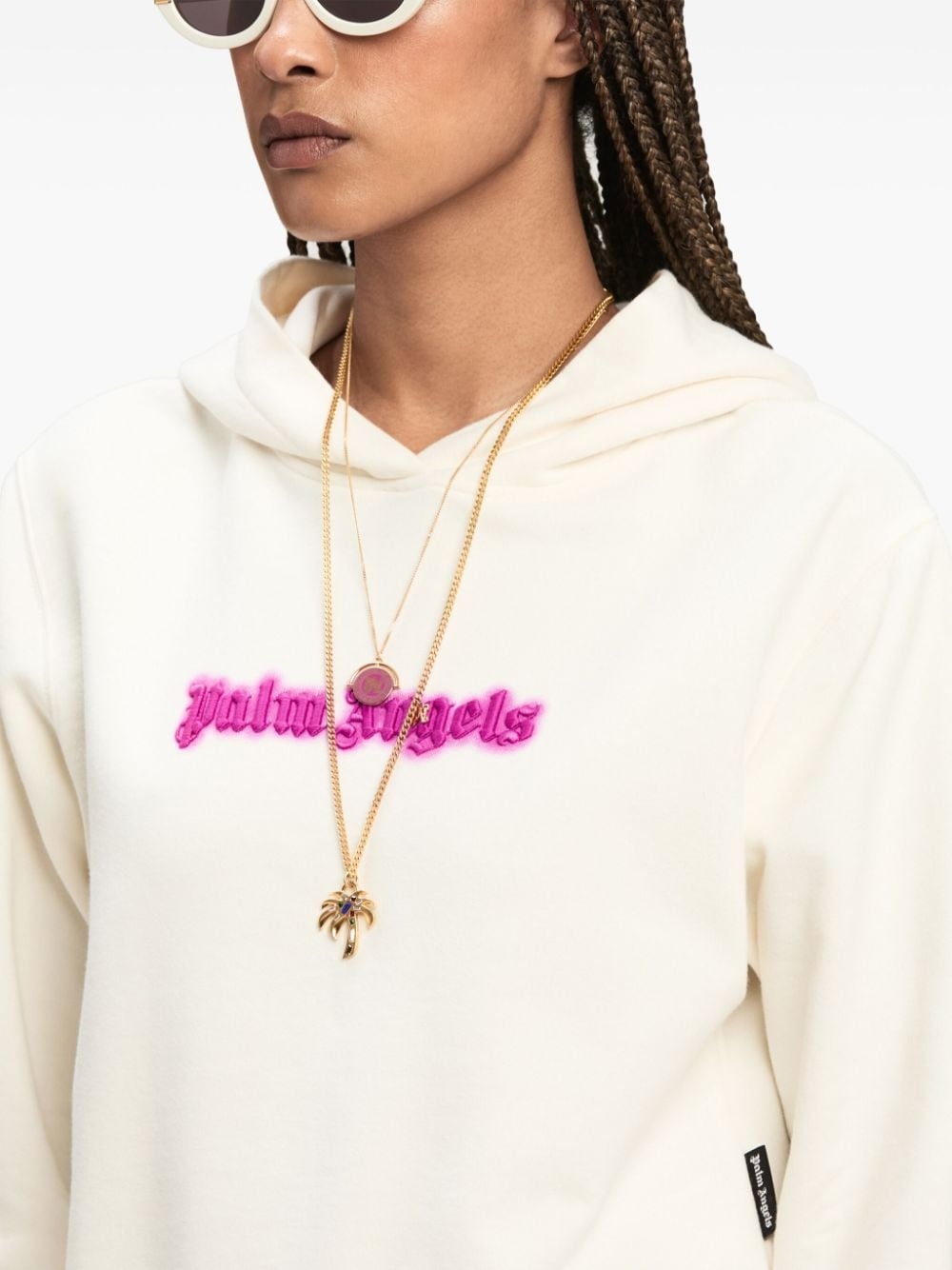 logo-print cotton hoodie - 6