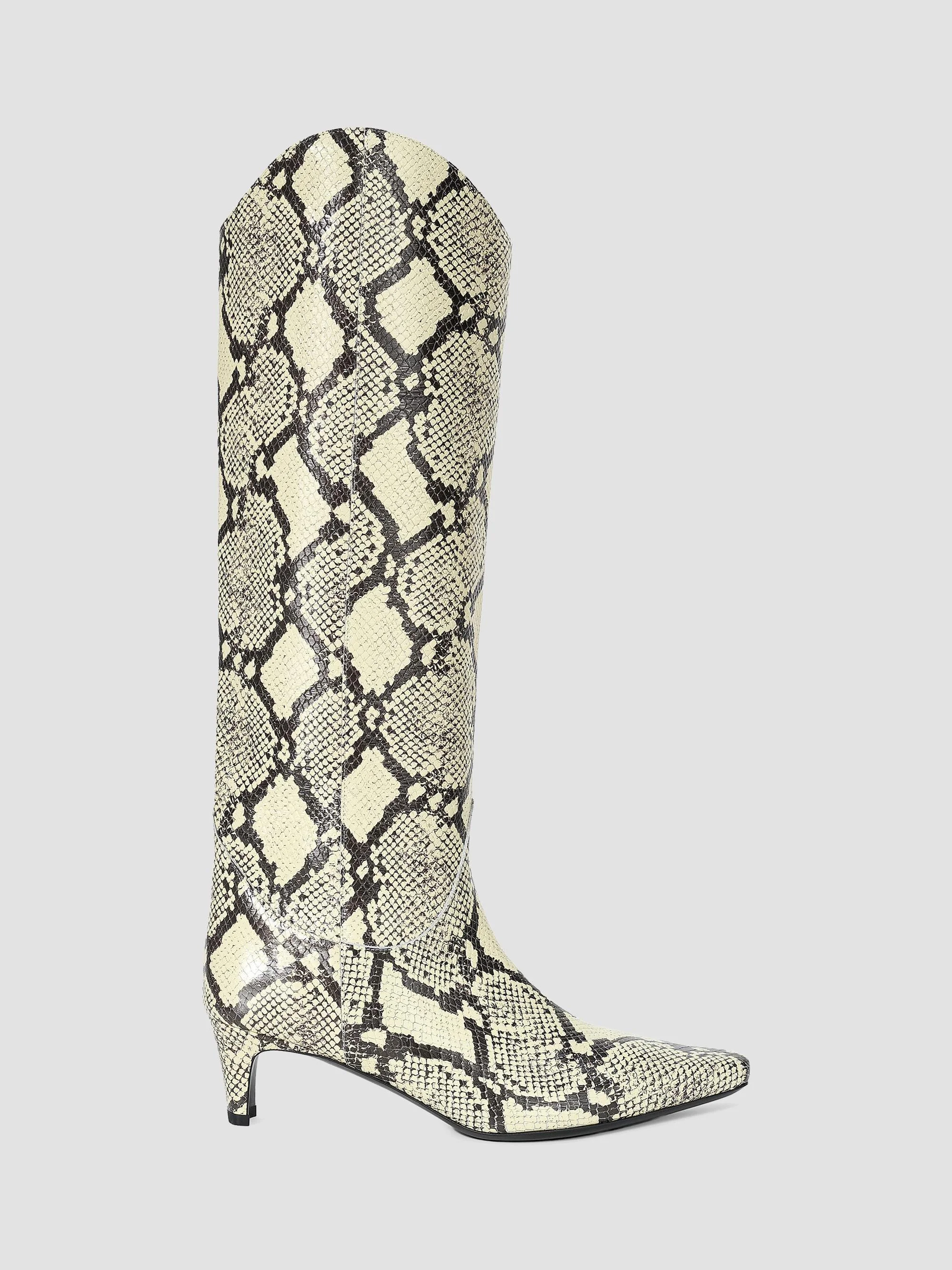 Women's Western Wally Snakeskin Leather Boots - White Snake - 1