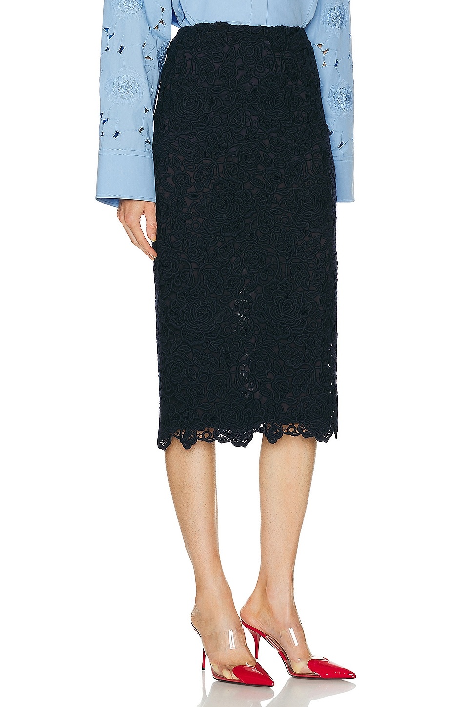 Valentino★Rose Lace Midi Skirt【期間限定】残りわずか！ Valentino Rose guipure-lace midi skirt | matchesfashion