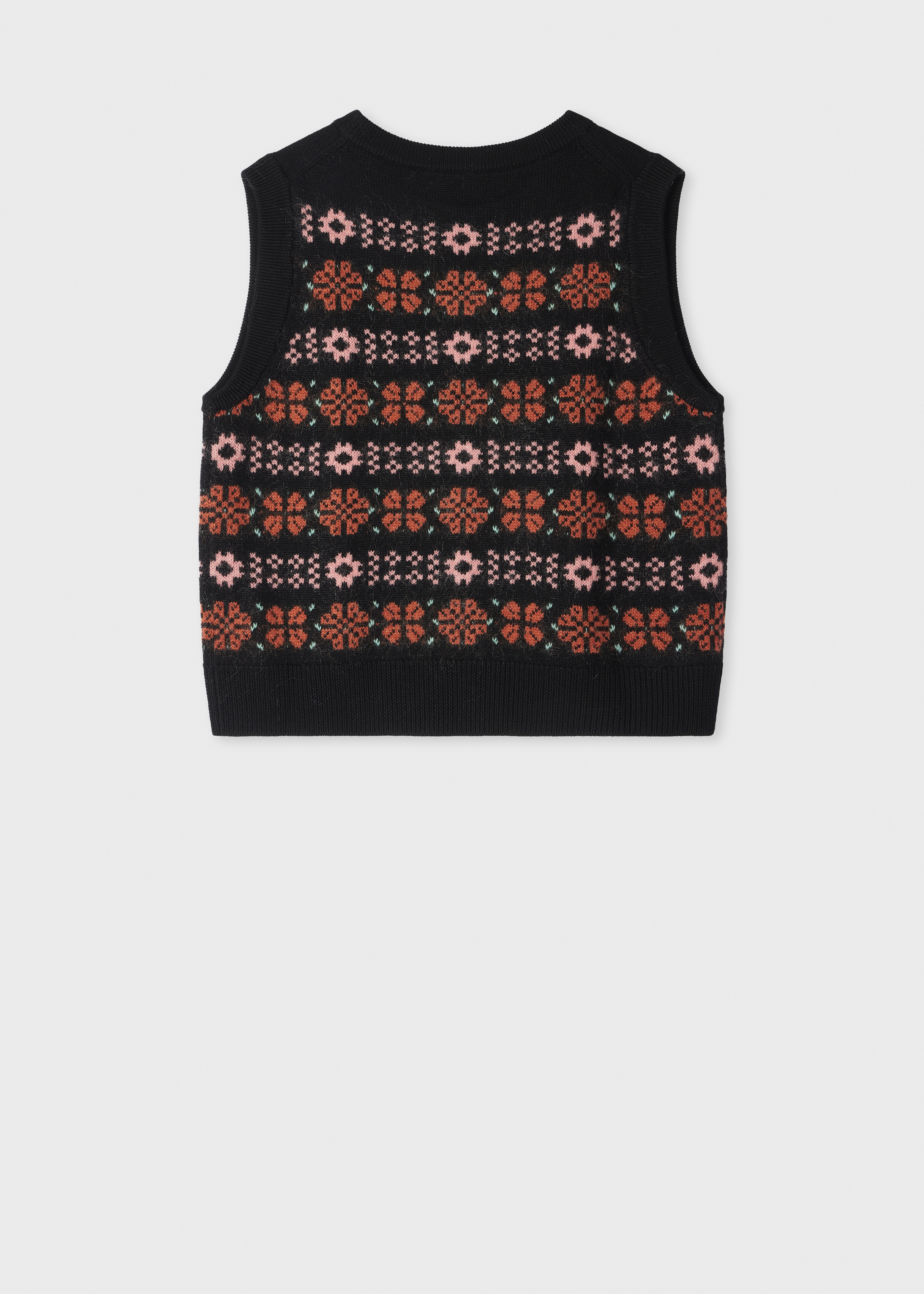 Women's Black and Red Fairisle Knitted Vest - 2
