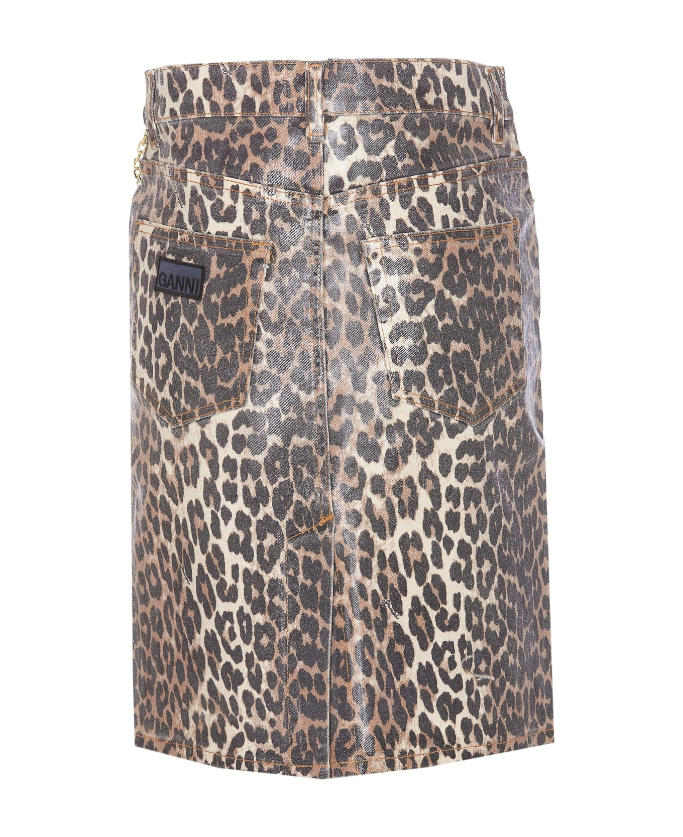 Foil Print Denim Leopard Skirt - 2