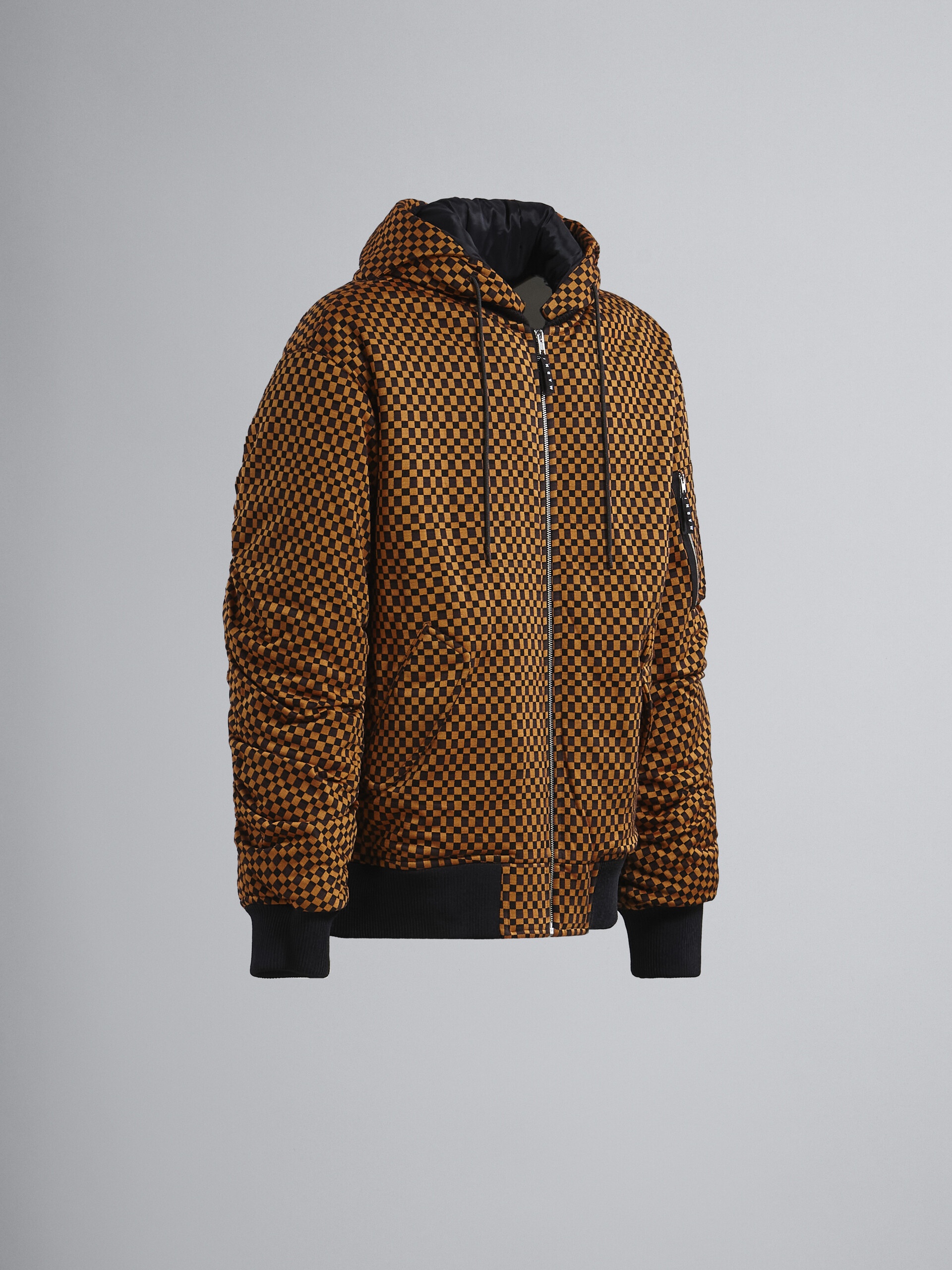 PADDED CHECK JACQUARD JERSEY BOMBER JACKET - 2