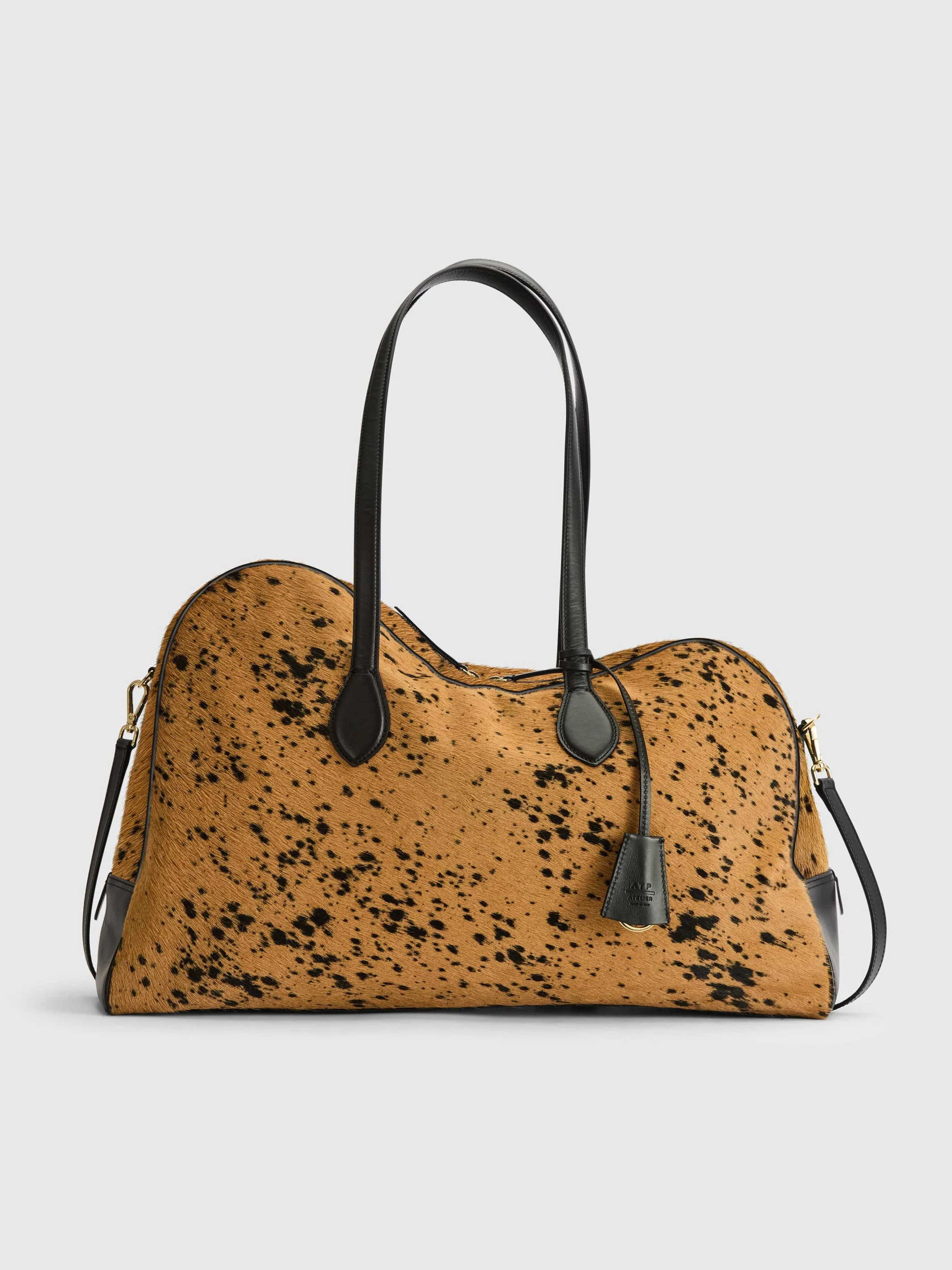 Meda Cannella/Black Printed Mini Cow/Leather Top handle bag - 1