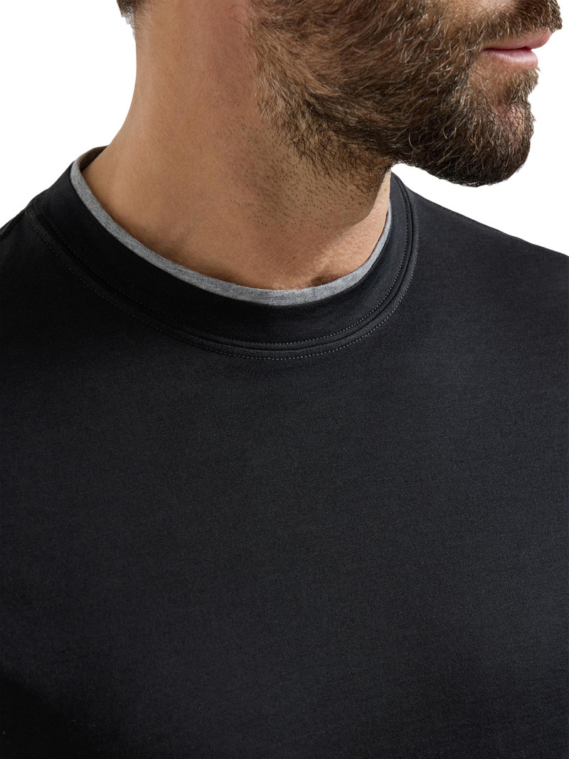Men's Silk and Cotton Jersey Crew Neck T-Shirt - Black 4