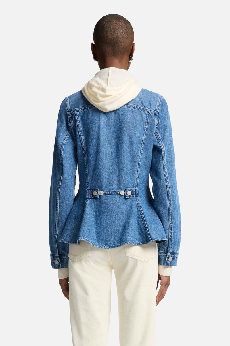 Weightless Denim Flounce Trucker Jacket in Hilo 5