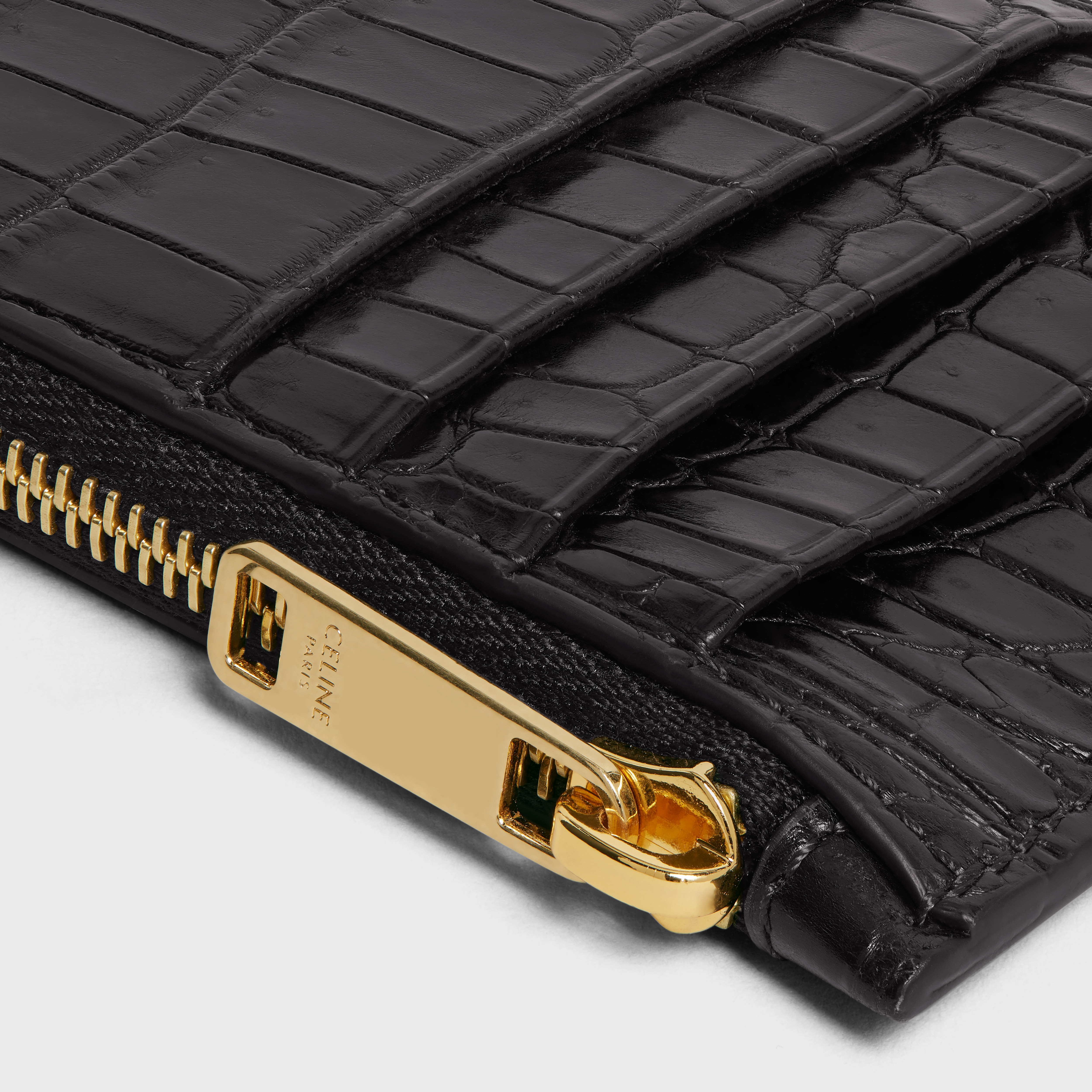 Zipped Compact Card Holder in Crocodile - 4