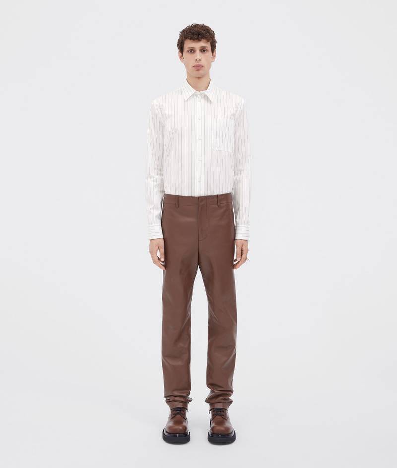 soft bonded leather slim trousers 1