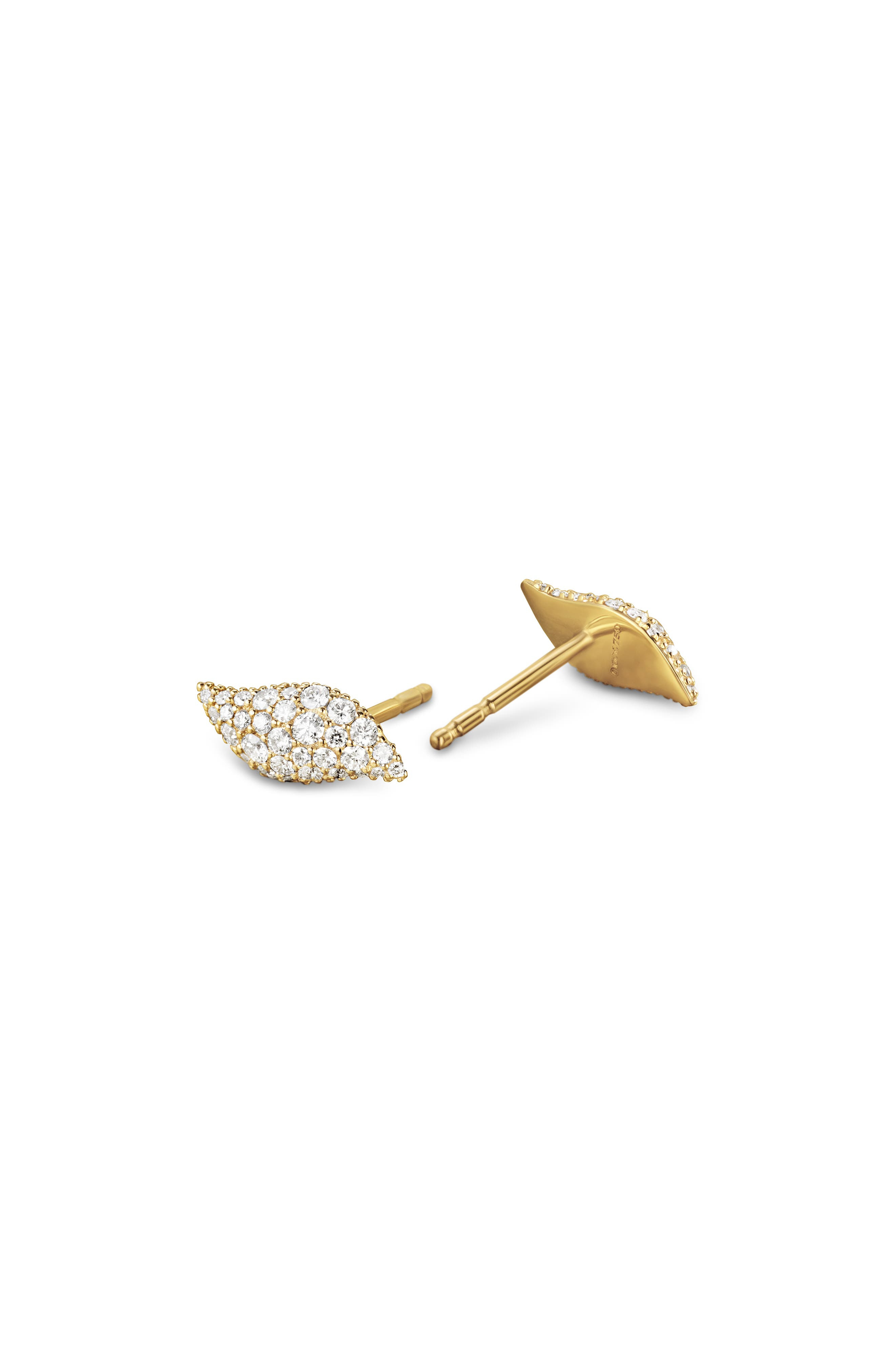 David Yurman Petite Pavé Flute Stud Earrings in 18K Yellow Gold with Diamonds in 18K Gold at Nordstr - 4