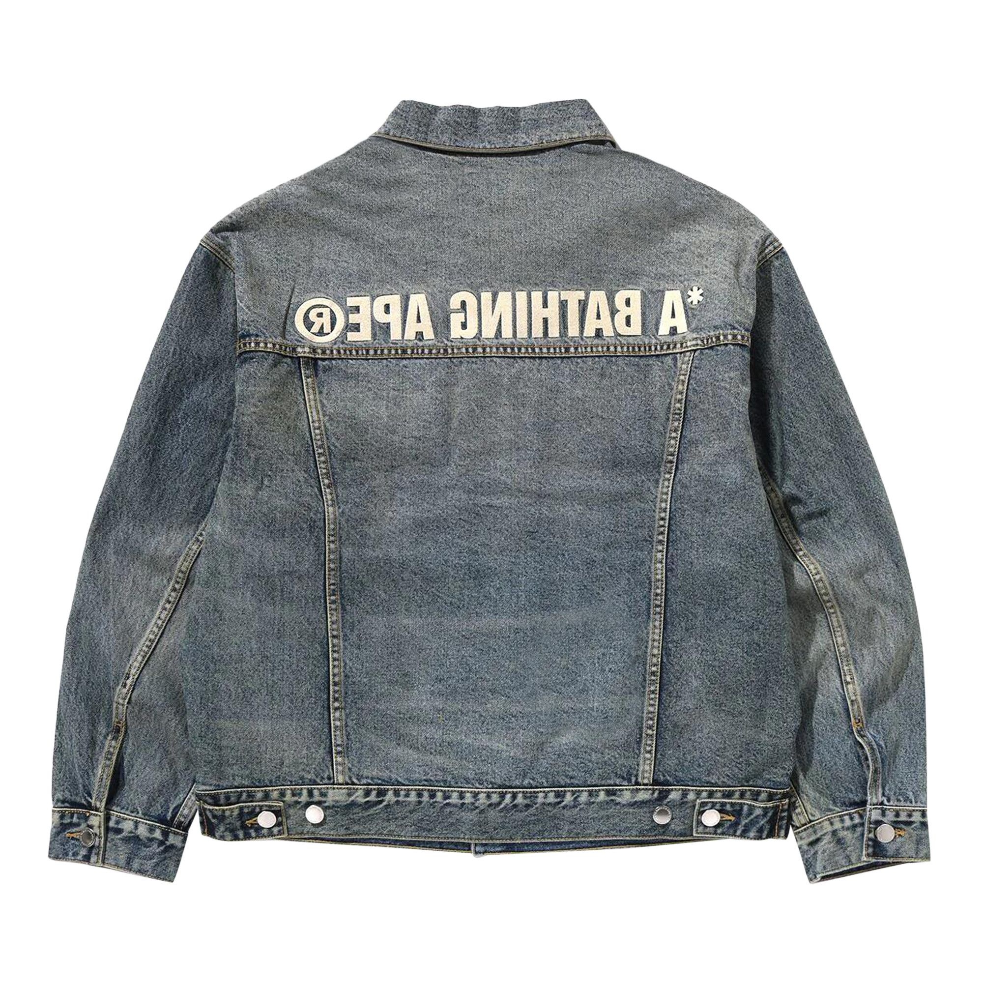 BAPE Distressed Denim Trucker Jacket 'Light Indigo' - 2
