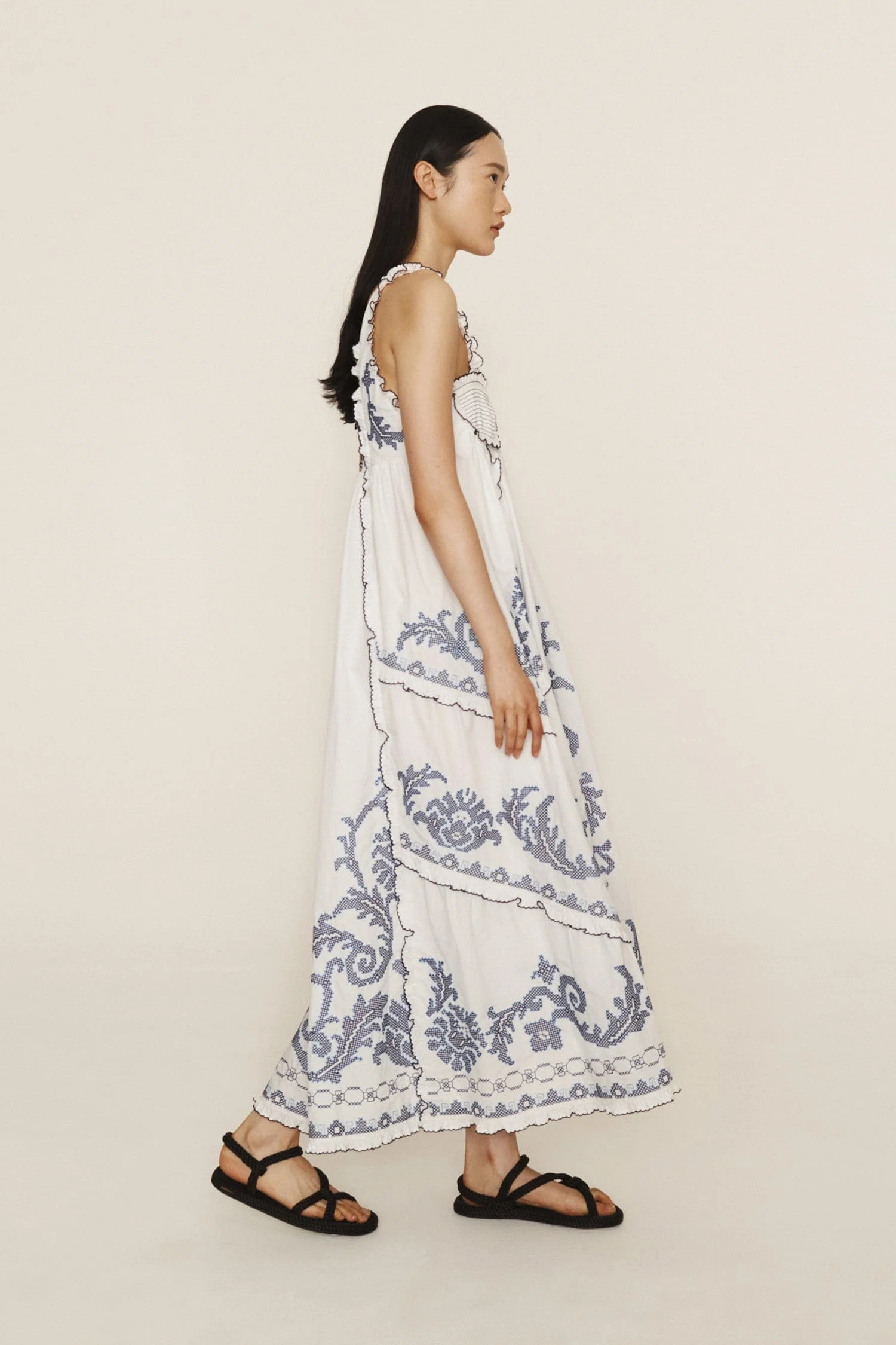 ALMAIS Hazel Smocked Embroidered Midi Dress - 4563D | REVERSIBLE