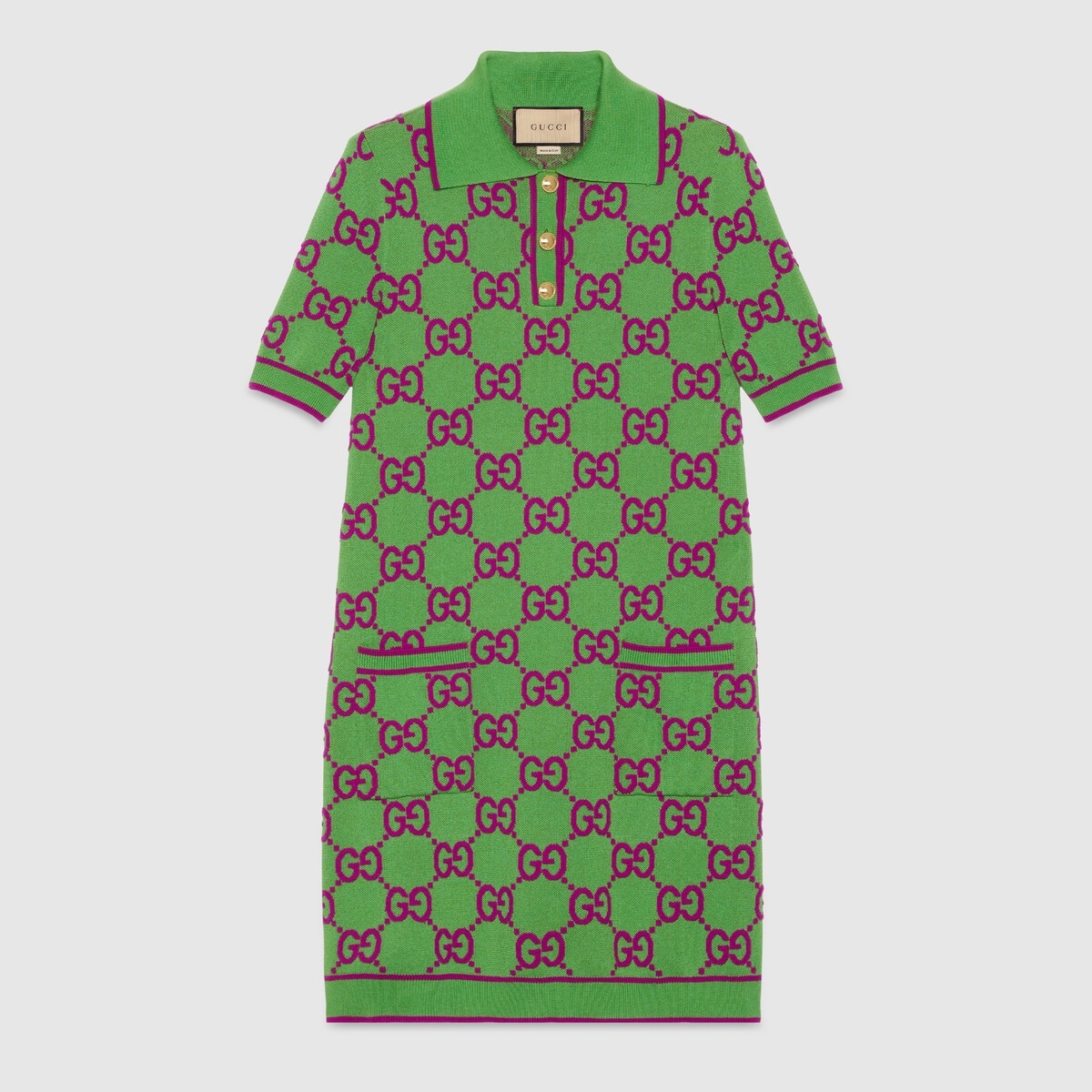 GG cotton and silk blend polo dress - 1