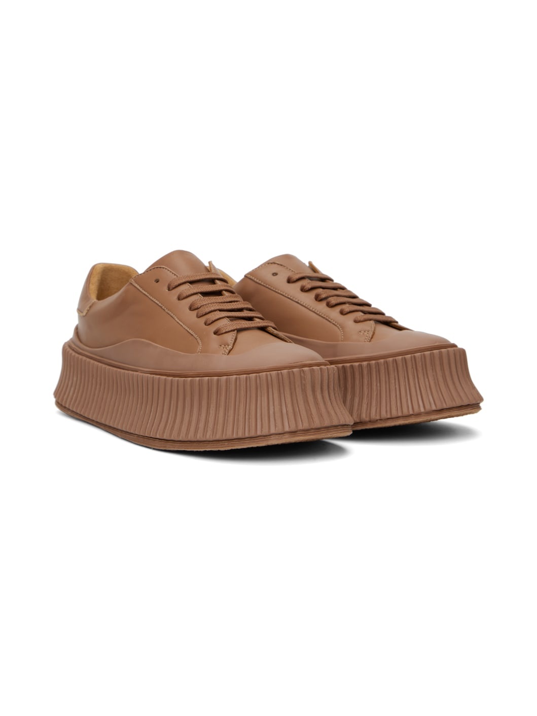 Tan Leather Sneakers - 4