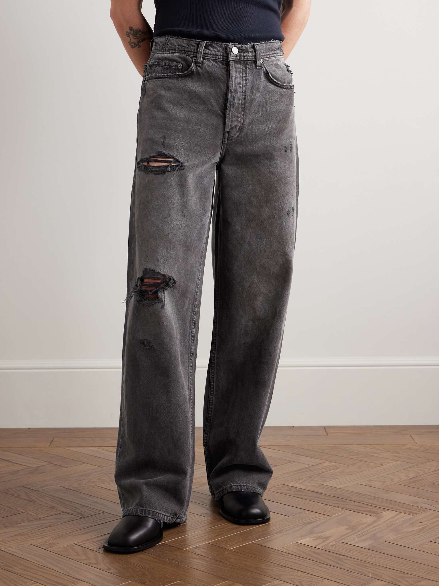 Corpse Pose Wide-Leg Distressed Jeans - 4