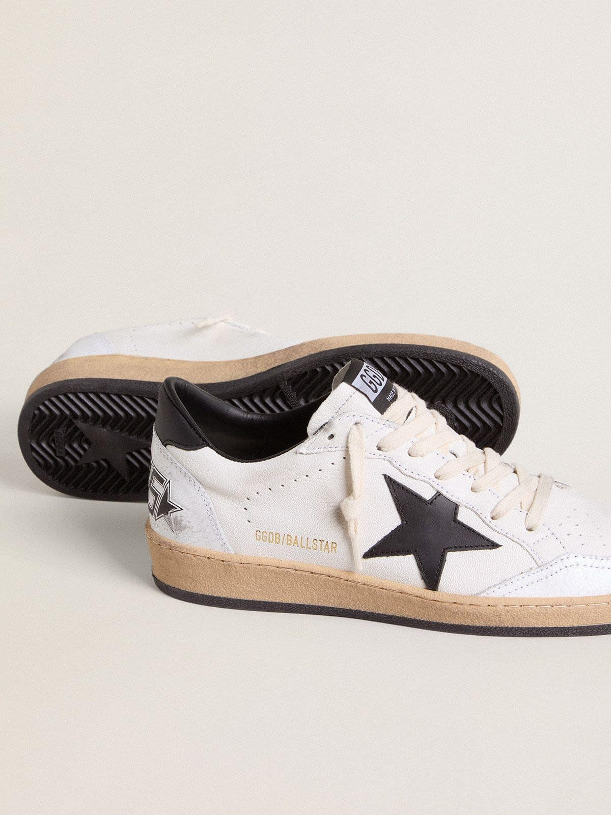 Men's Ball Star in white nappa with black star - 3