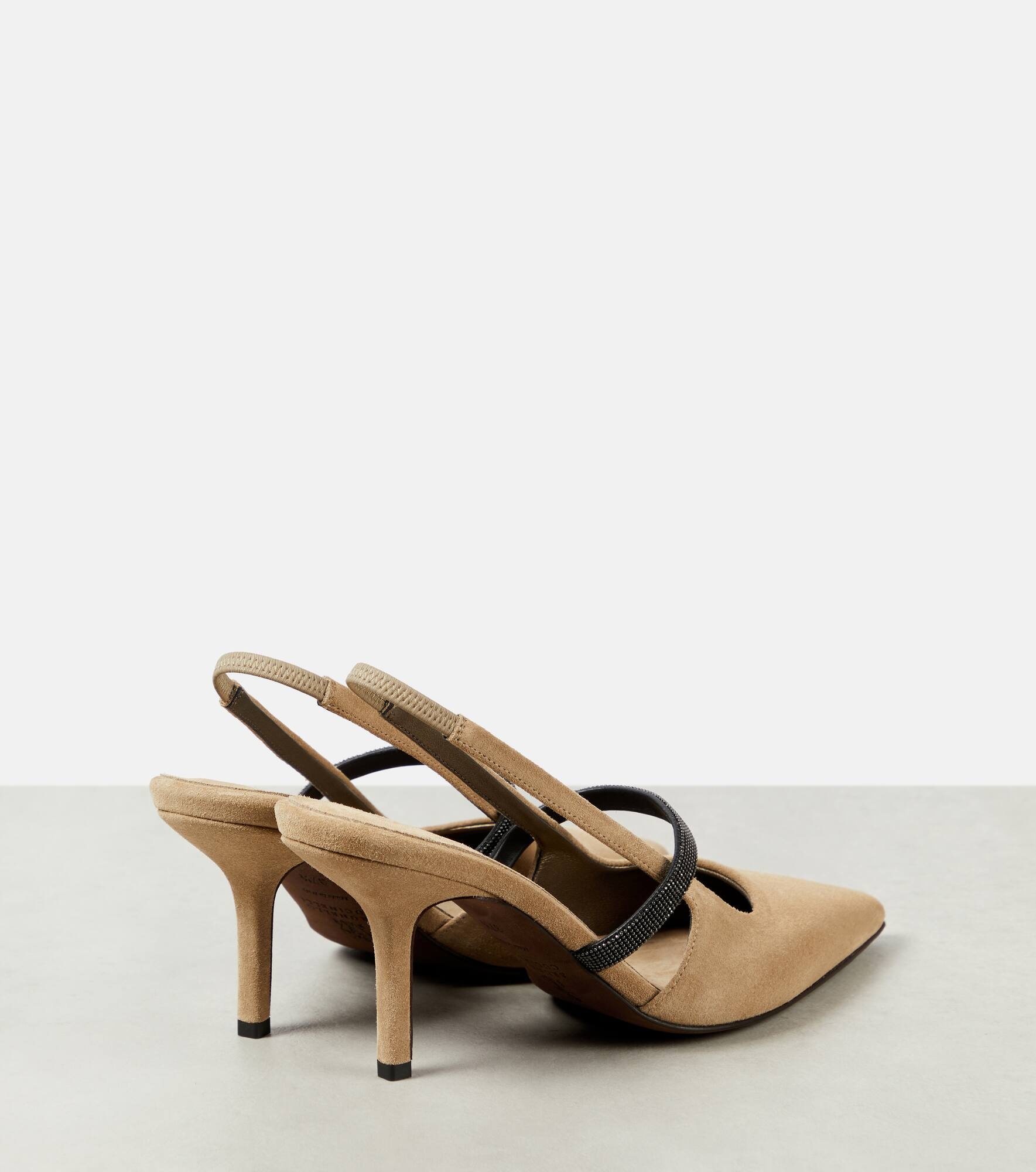 Embellished suede slingback pumps - 3