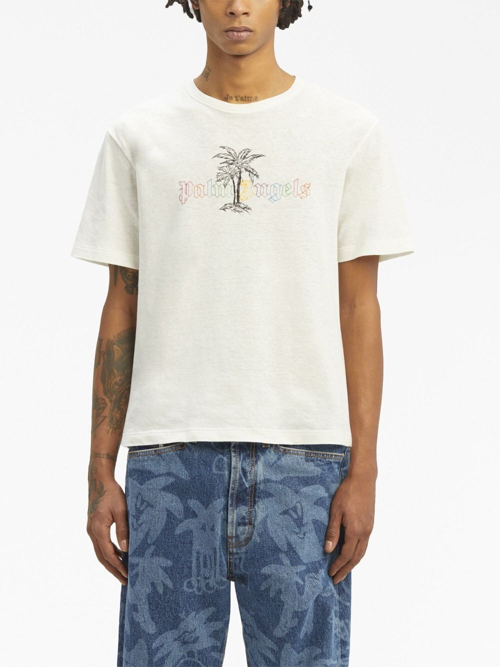 logo-print round-neck T-shirt - 3