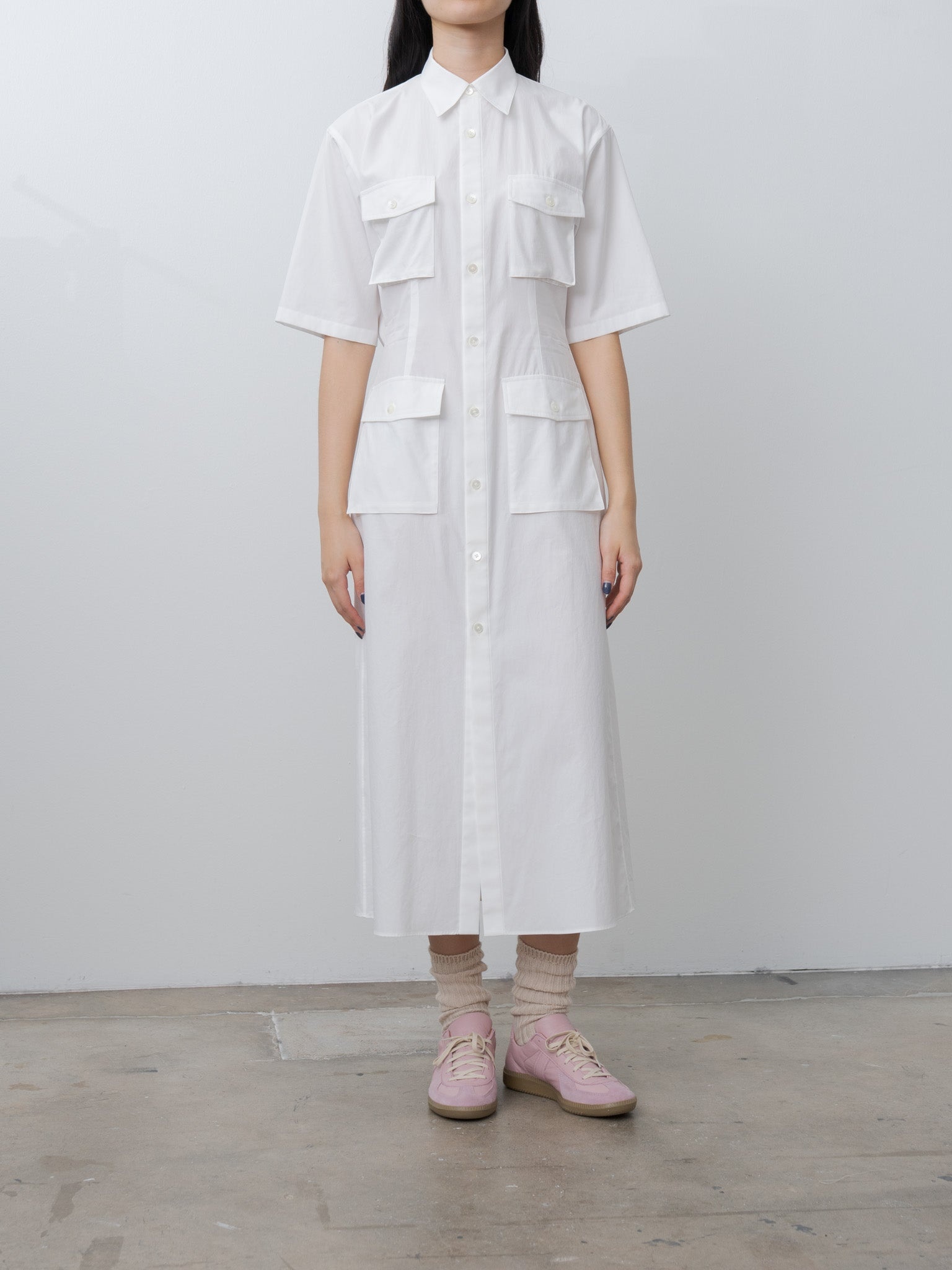Washed Finx Twill Shirt Dress - White - 10