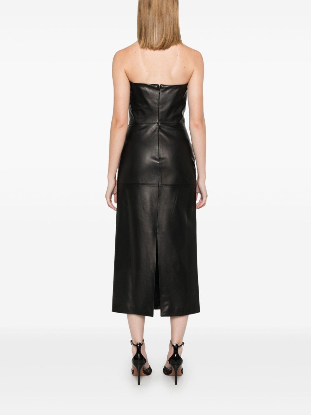 leather midi dress - 4