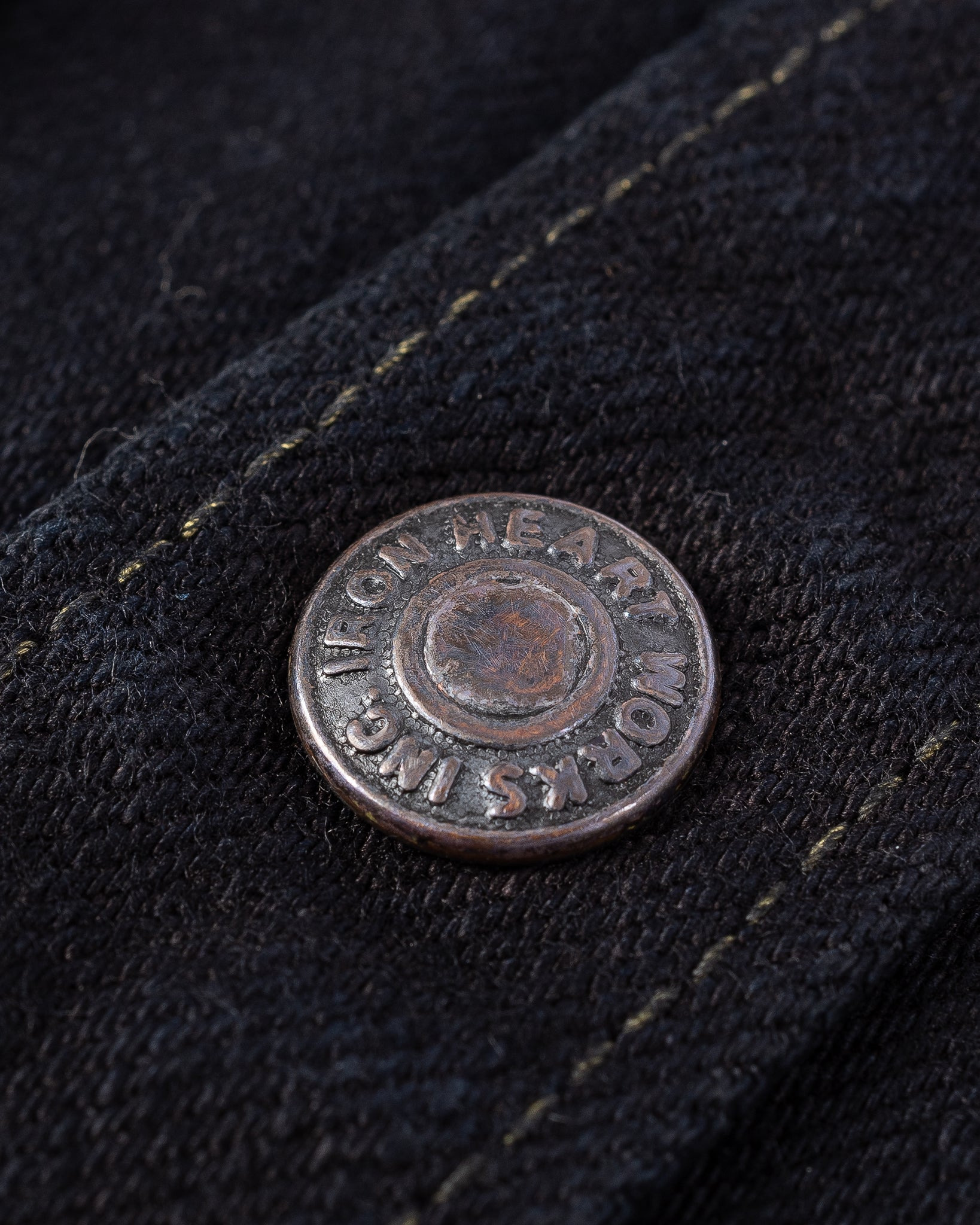 IHSH-293-OD 18oz Vintage Selvedge Denim CPO Shirt - Indigo Overdyed Black - 10