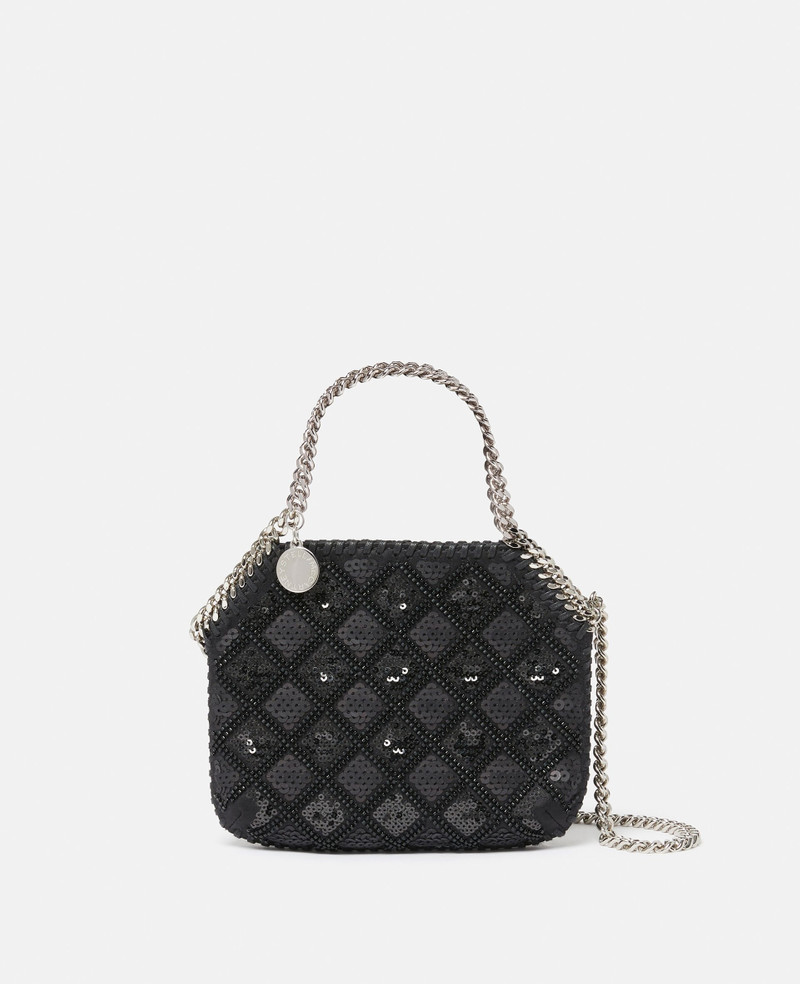 Falabella Checked Sequin Embroidery Evening Tote Bag 1