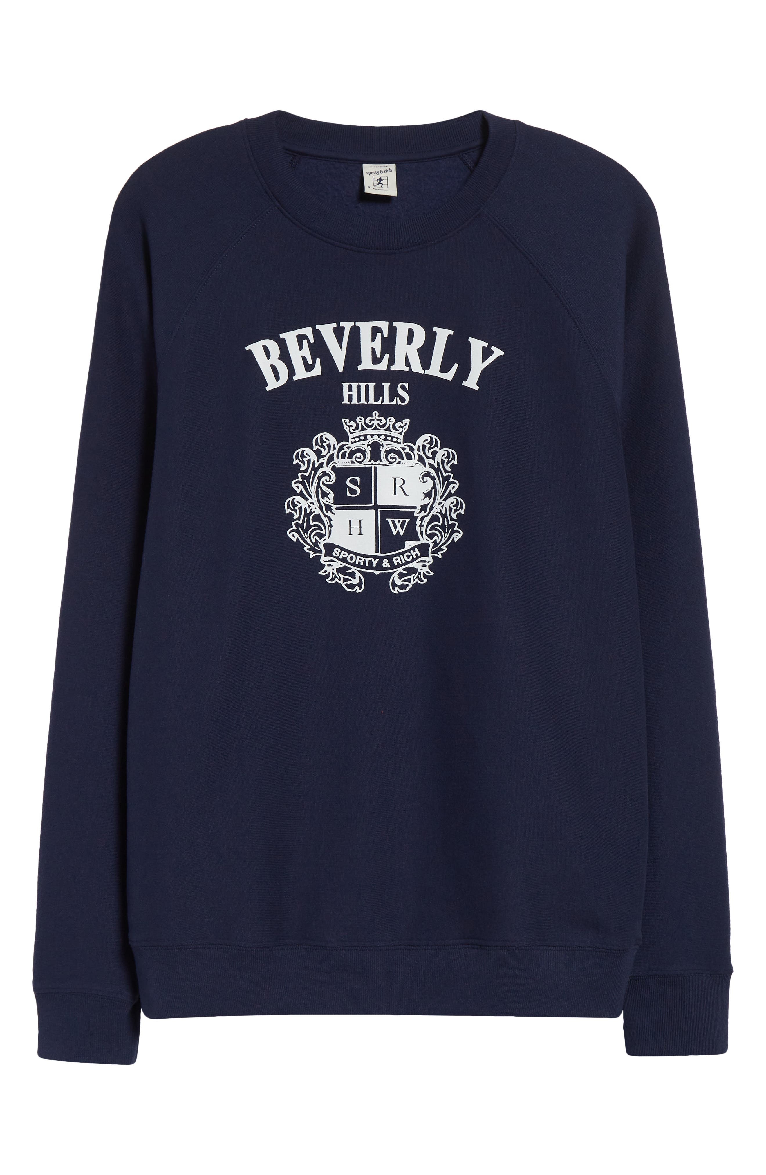 Sporty & Rich Beverly Hills Crest Graphic Sweatshirt in Dark Navy at Nordstrom - 5