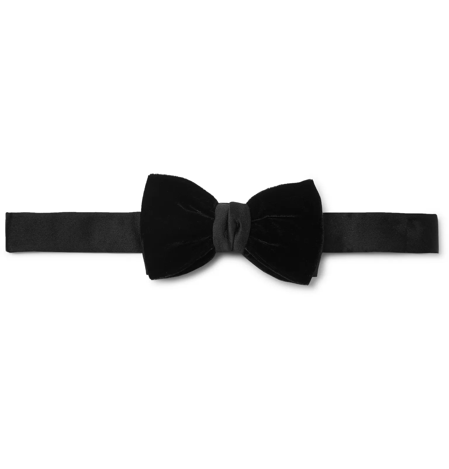 Pre-Tied Silk Satin-Trimmed Velvet Bow Tie - 4